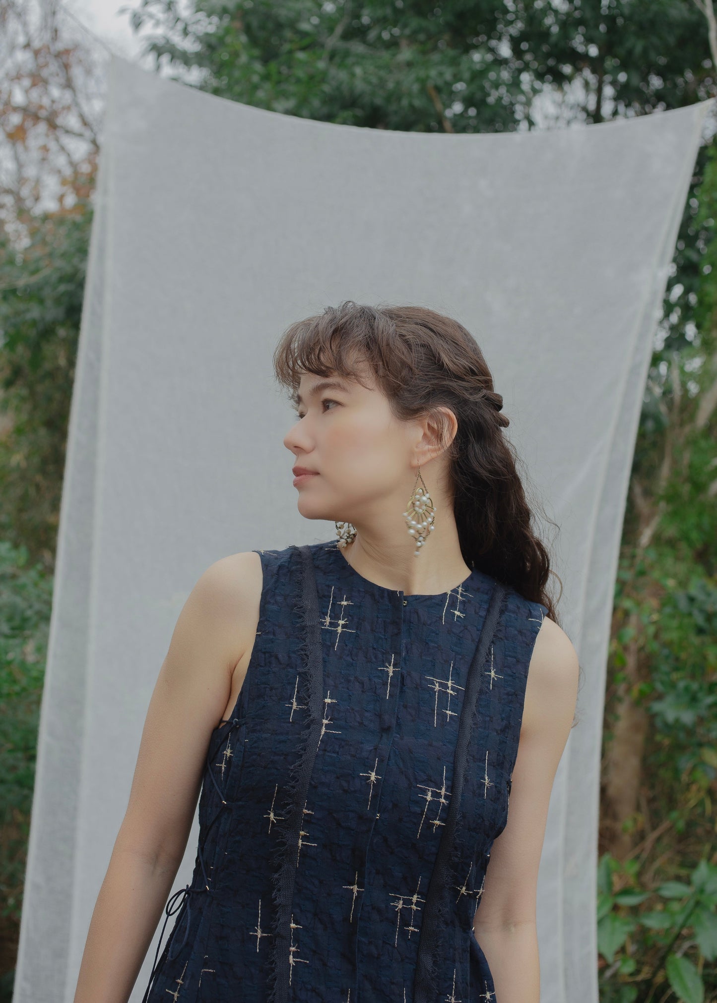 sparkle embroidery dress (navy)