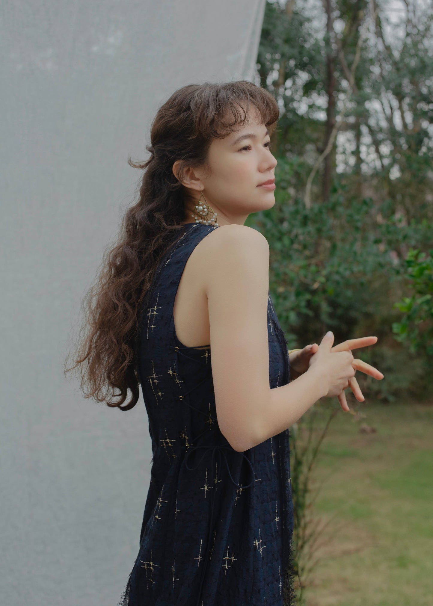 sparkle embroidery dress (navy)