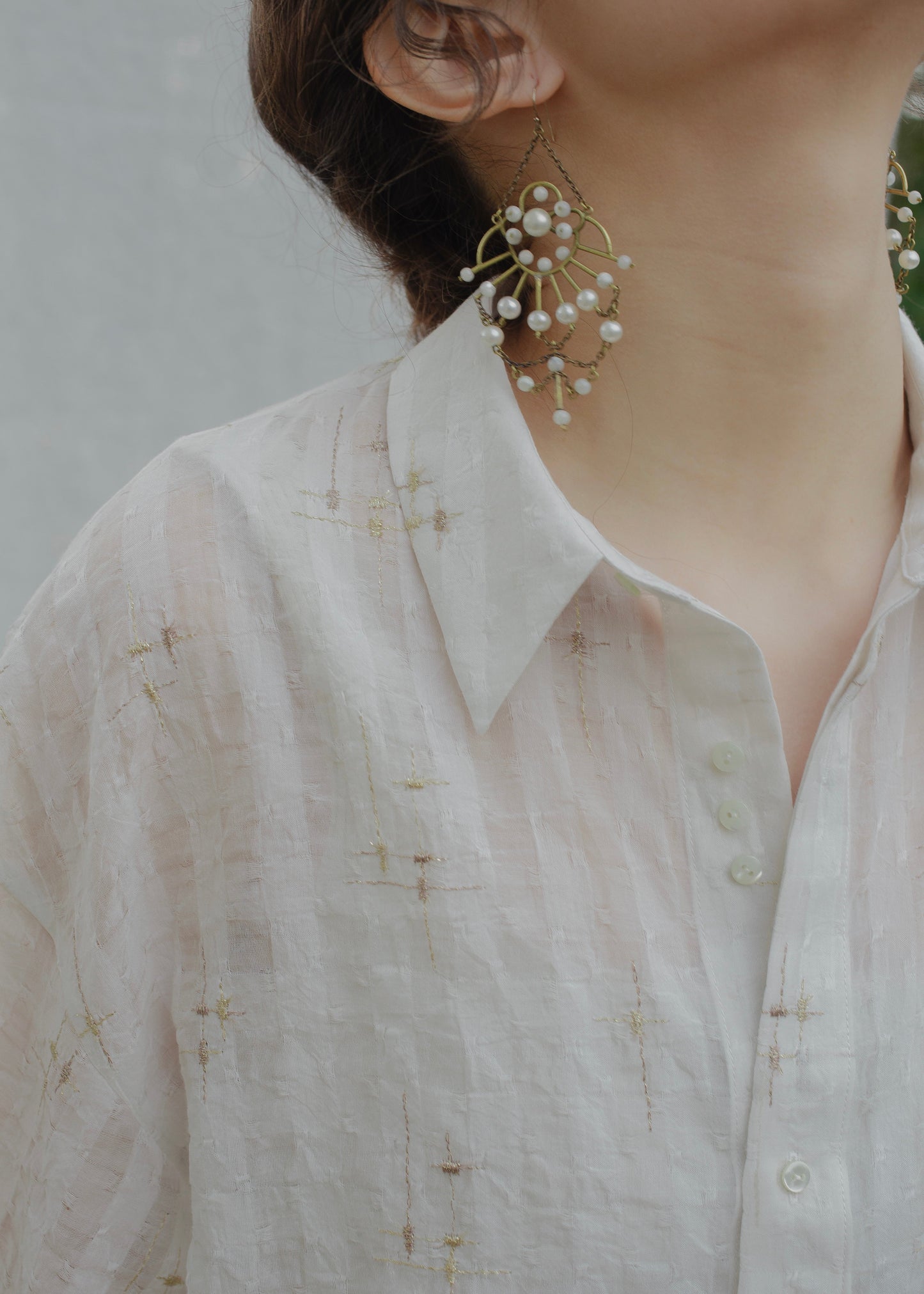 sparkle embroidery shirt (white)