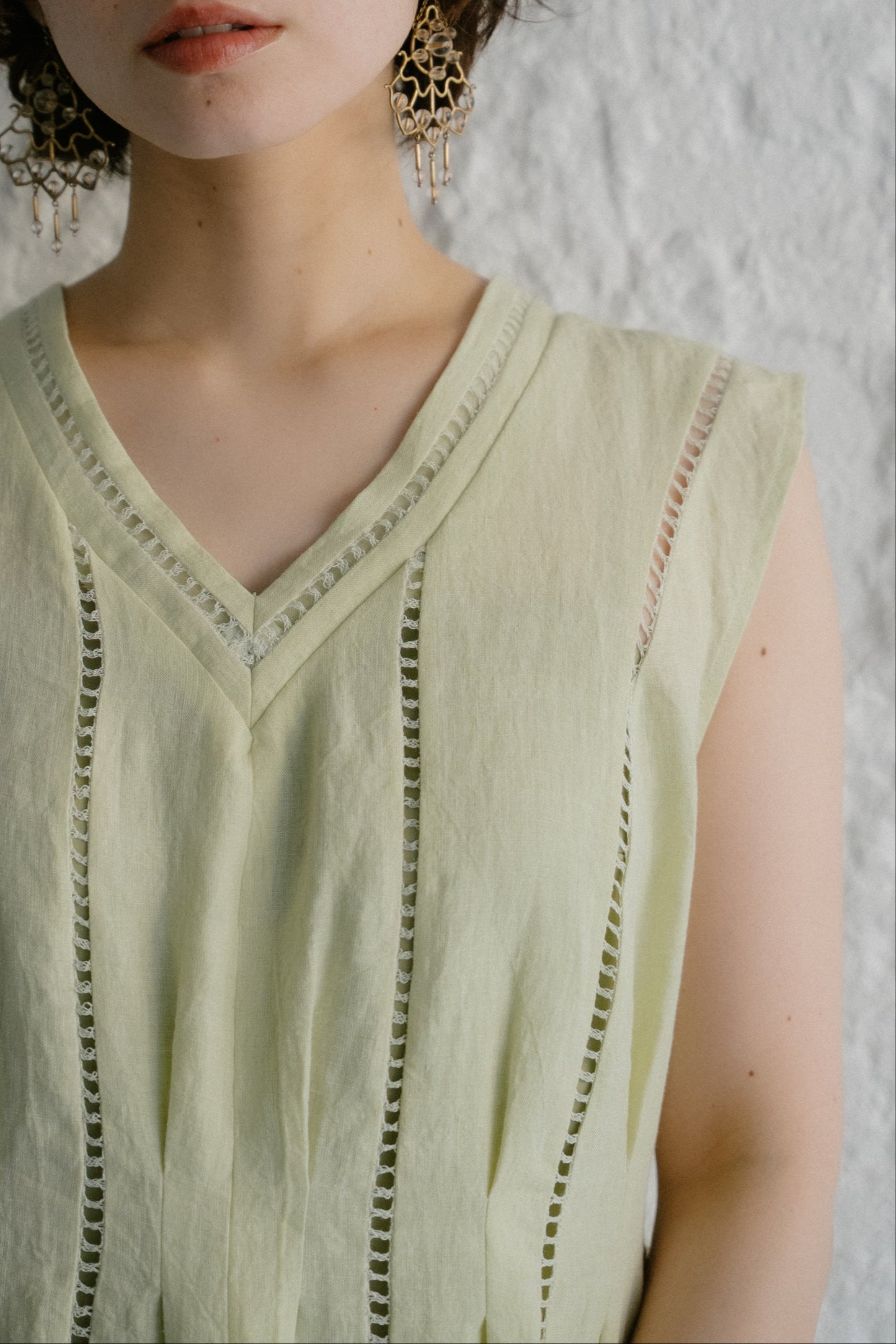patch lace linen dress ( kabosu )
