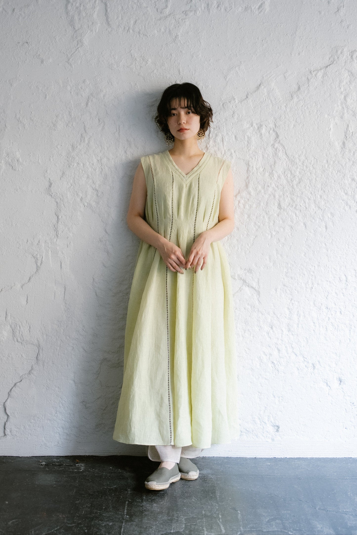 patch lace linen dress ( kabosu )