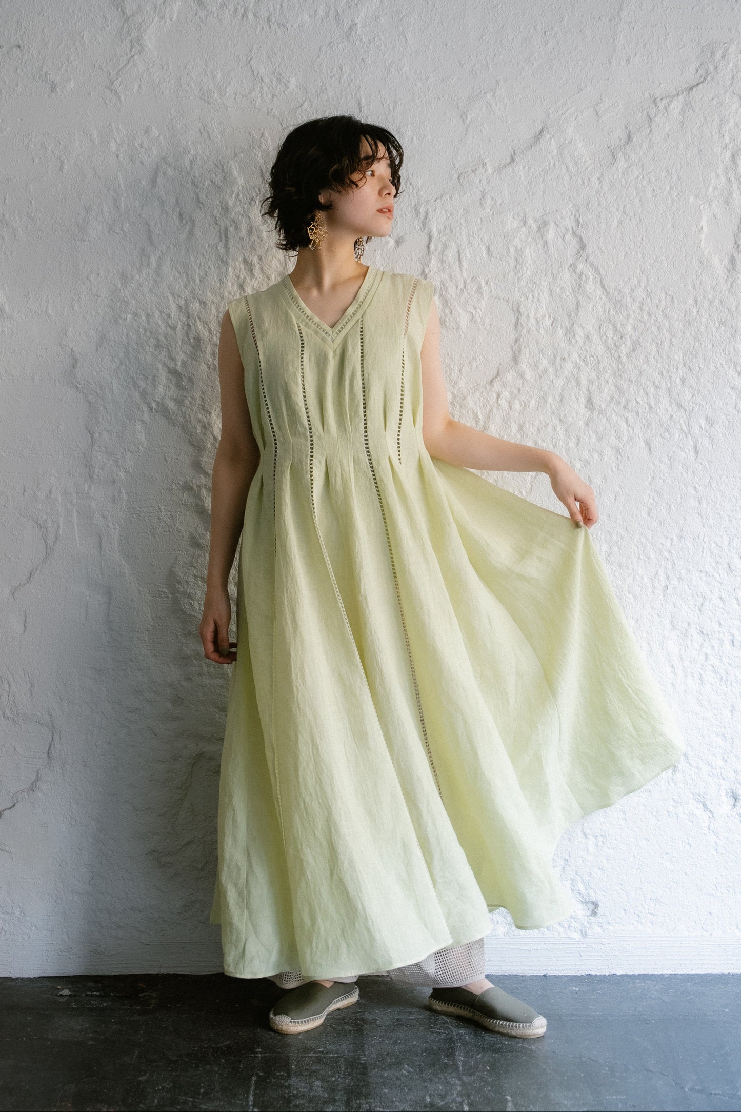 patch lace linen dress ( kabosu )