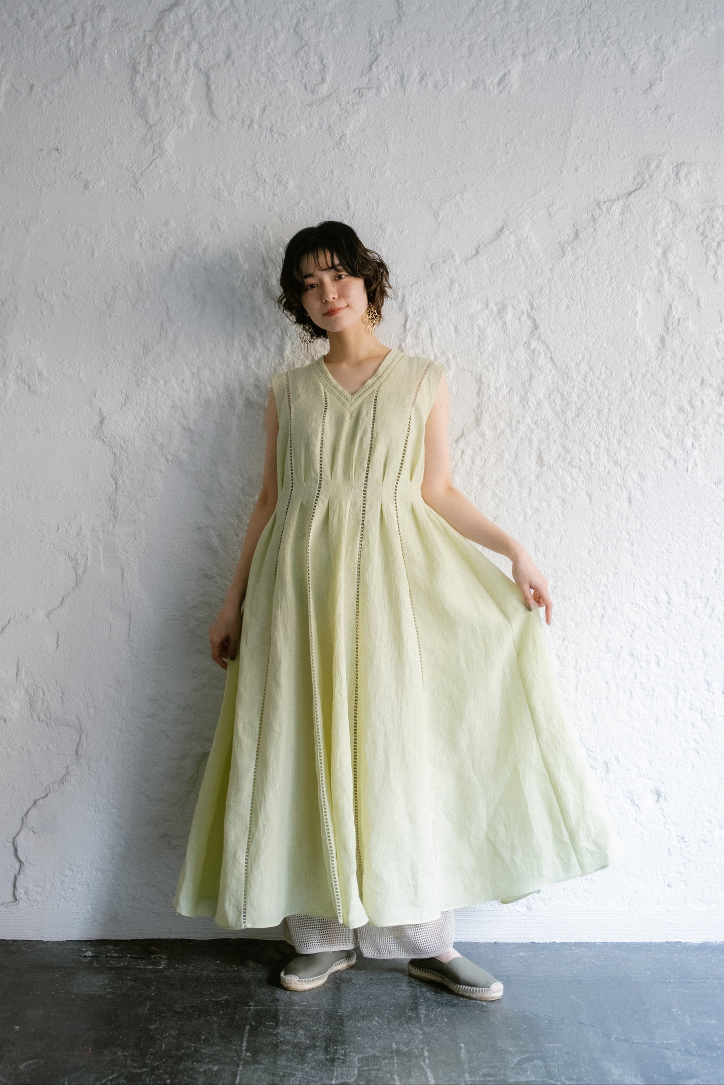 patch lace linen dress ( kabosu )