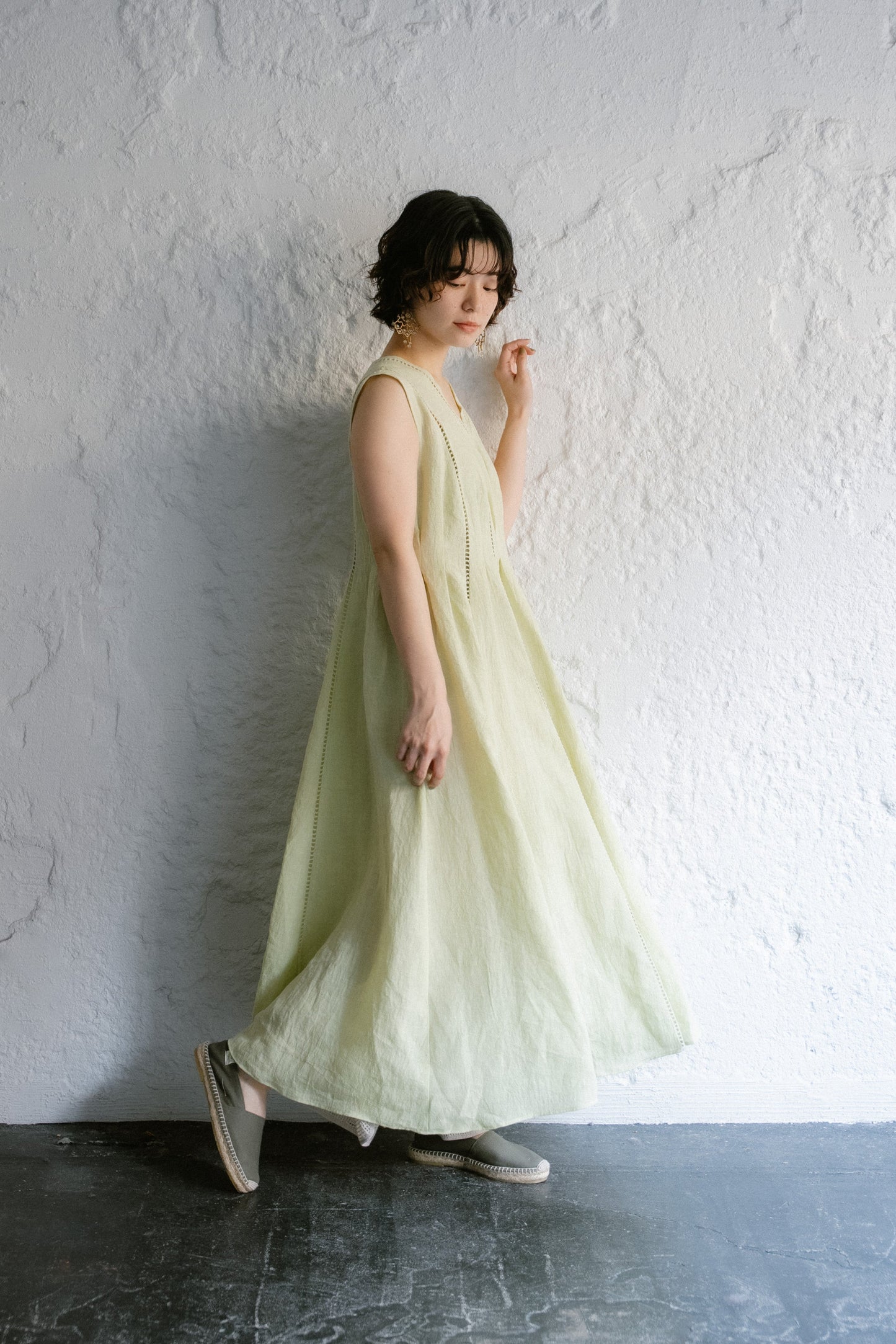 patch lace linen dress ( kabosu )
