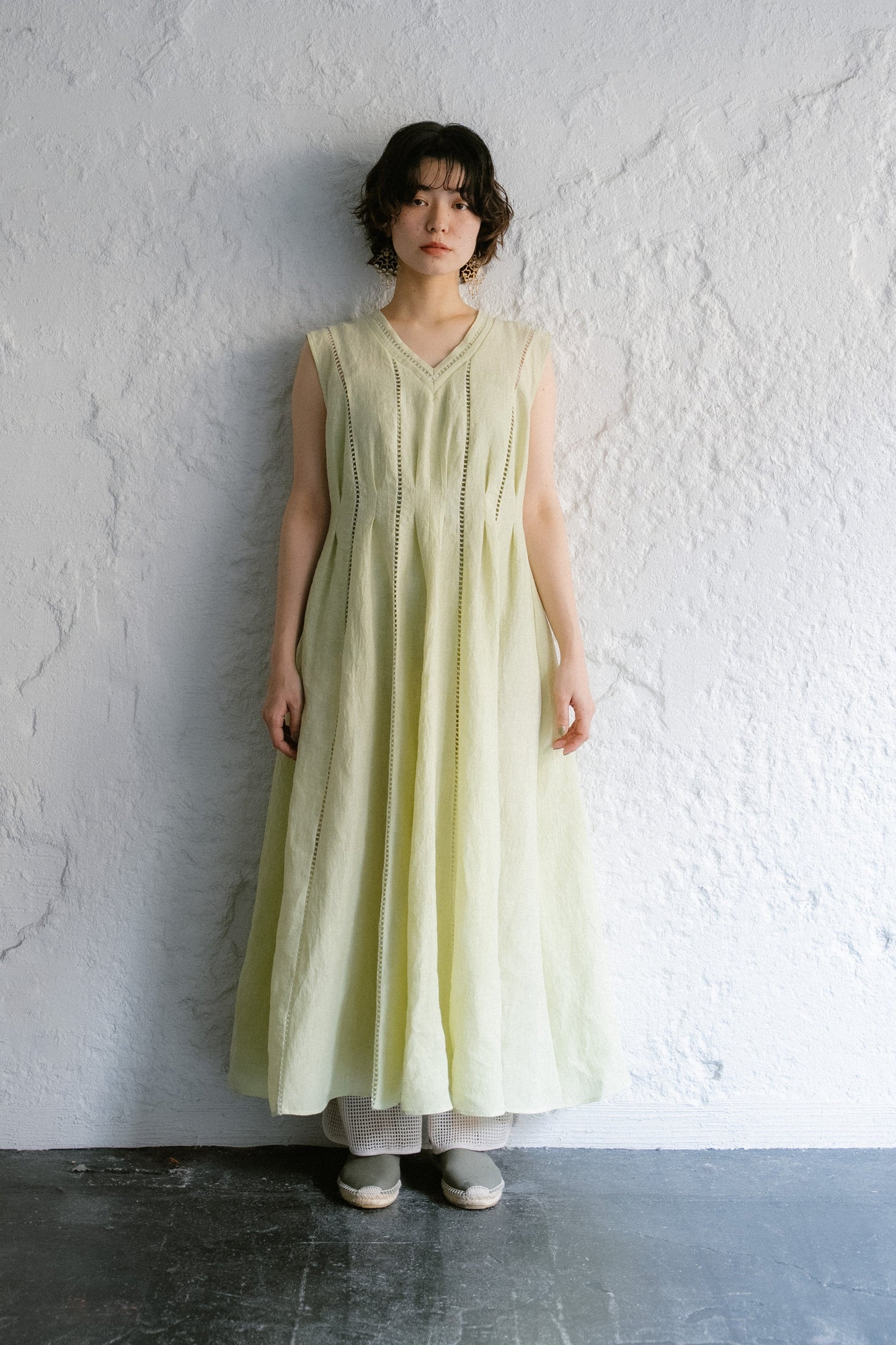 patch lace linen dress ( kabosu )