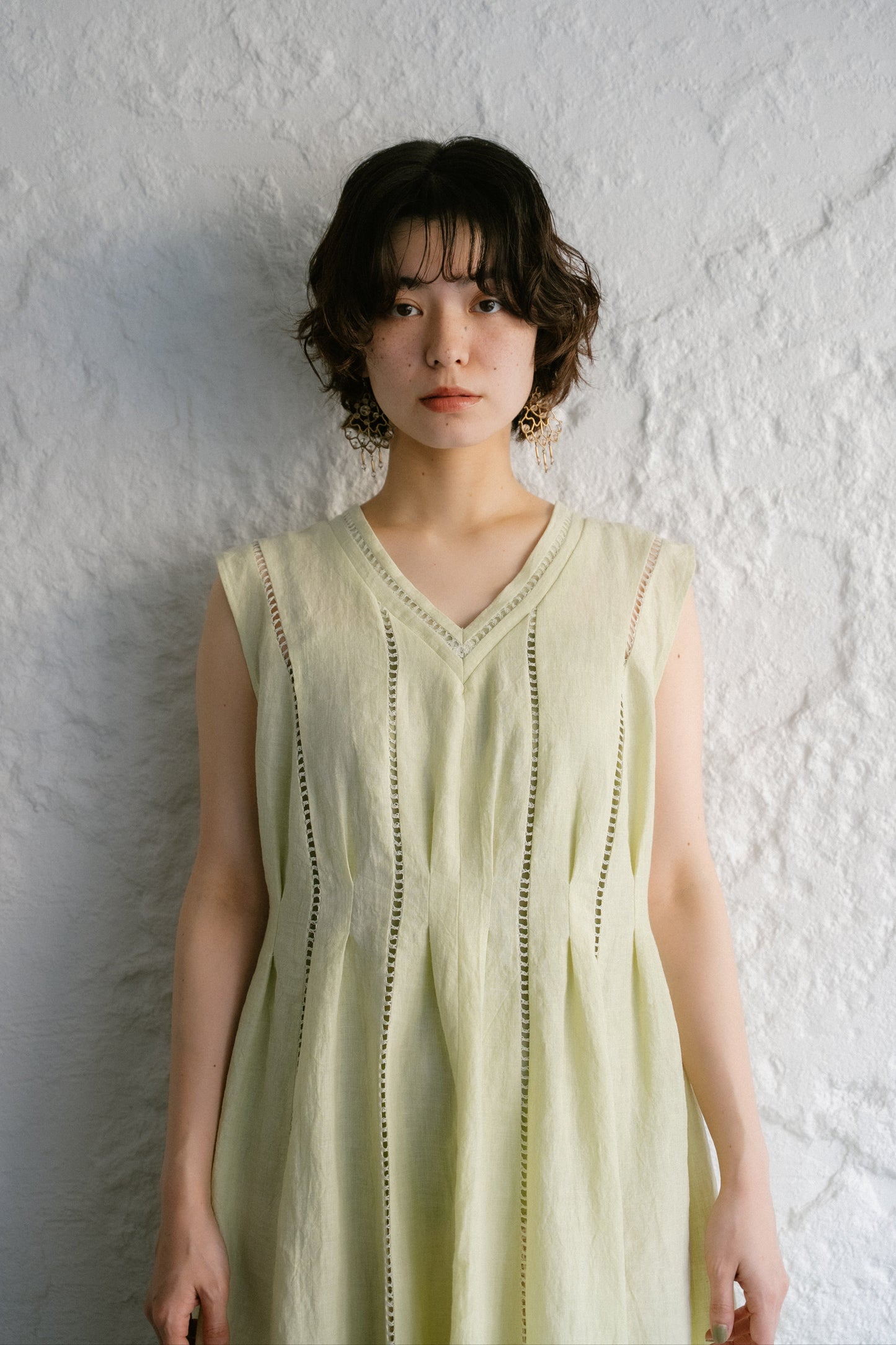 patch lace linen dress ( kabosu )
