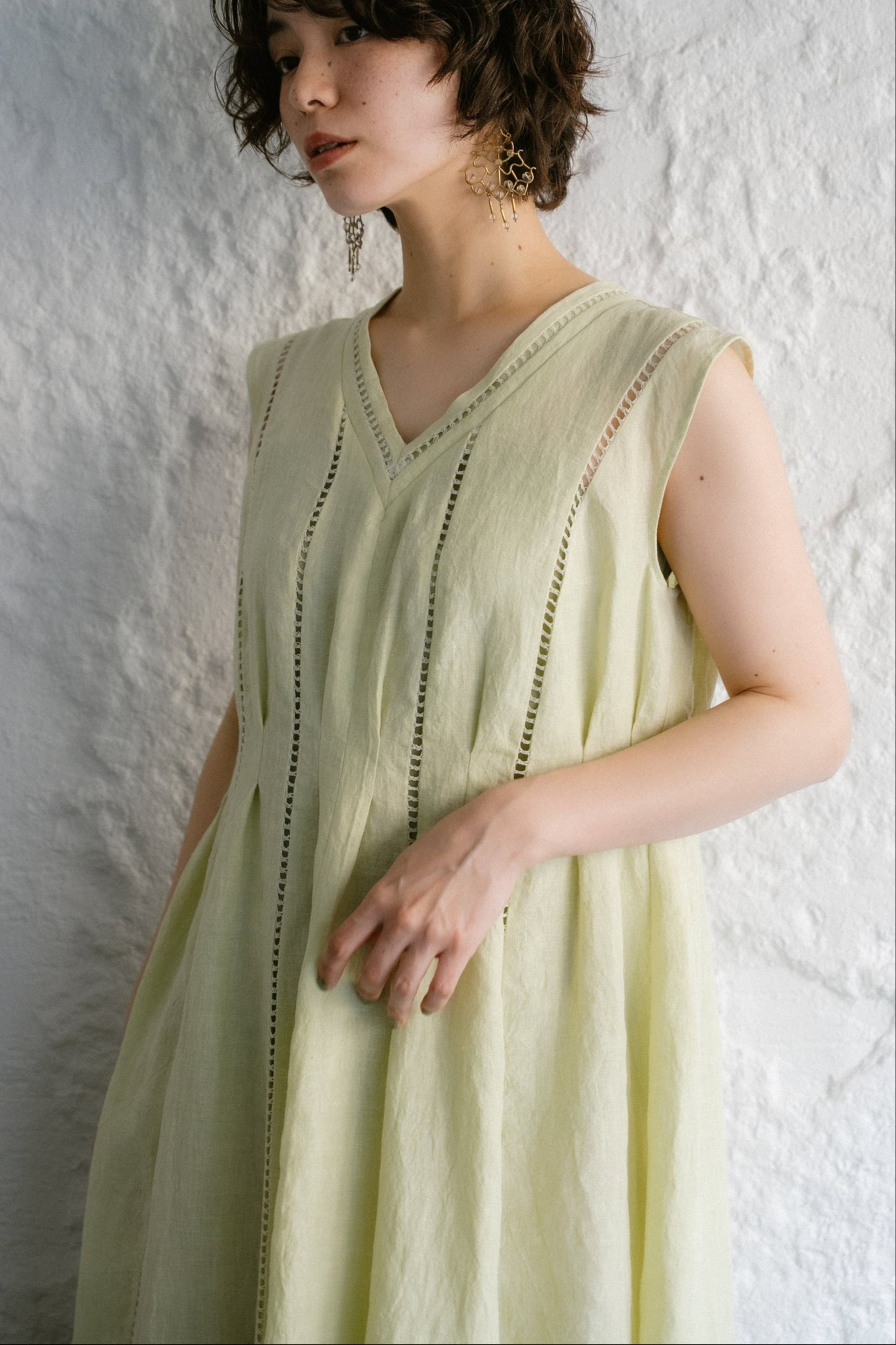 patch lace linen dress ( kabosu )