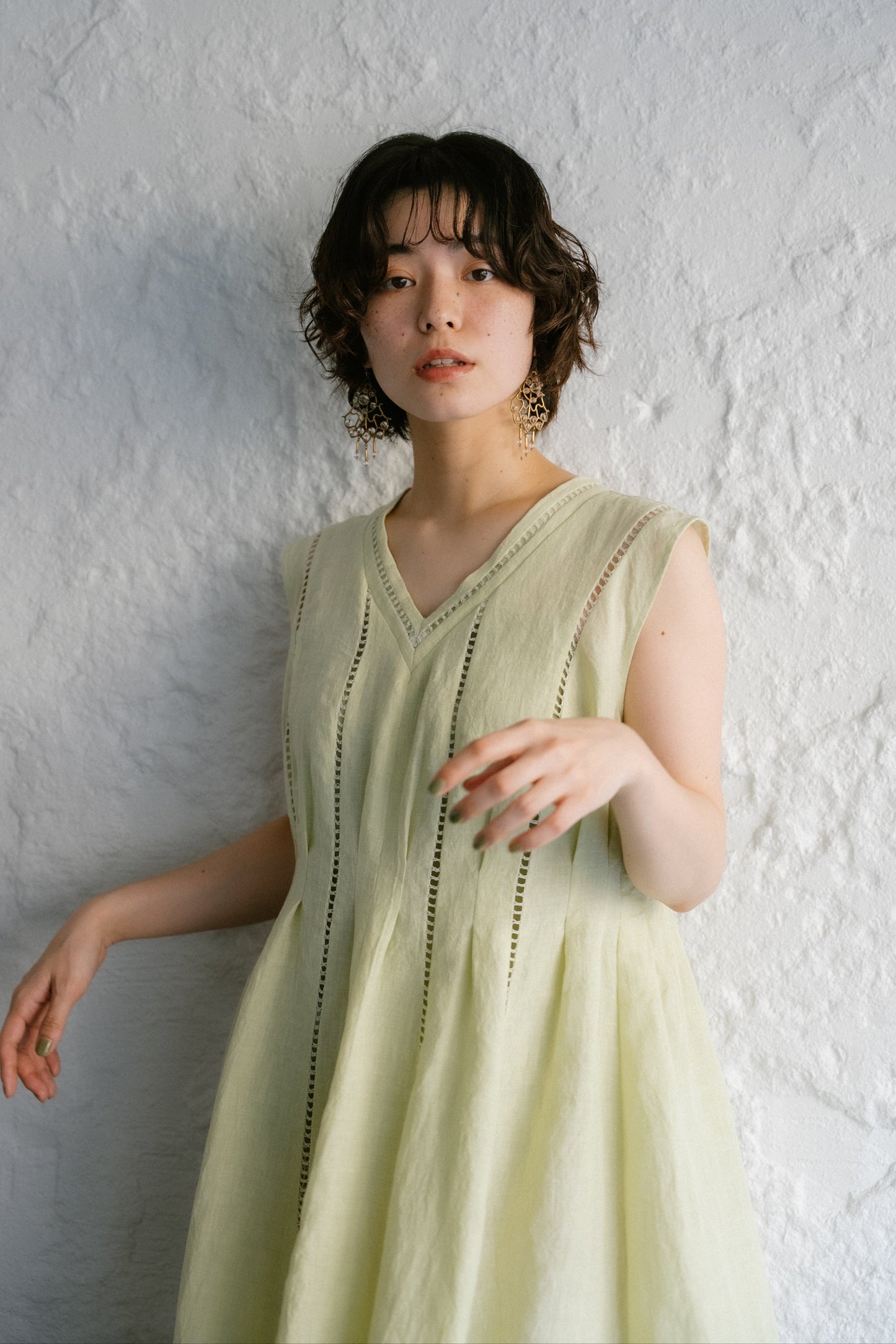 patch lace linen dress ( kabosu )