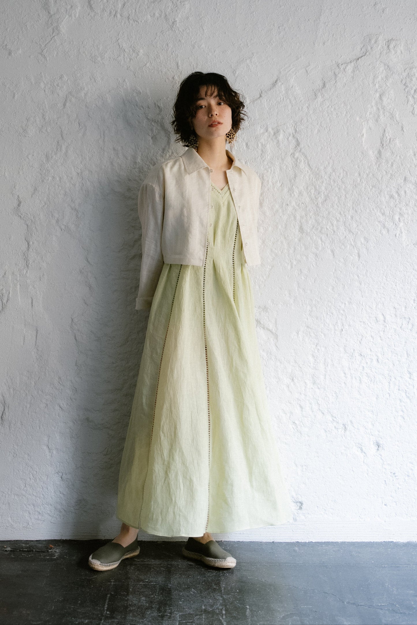 patch lace linen dress ( kabosu )
