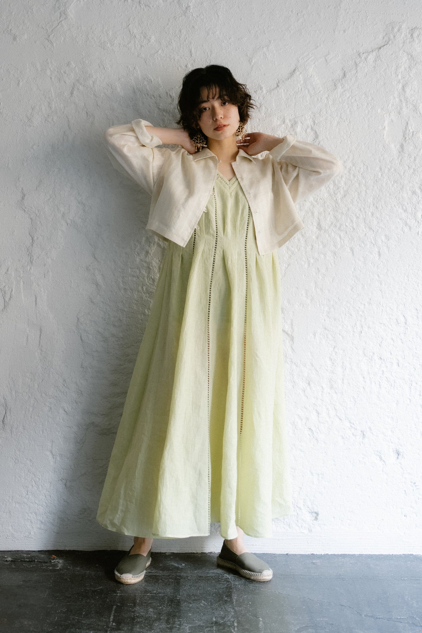 patch lace linen dress ( kabosu )