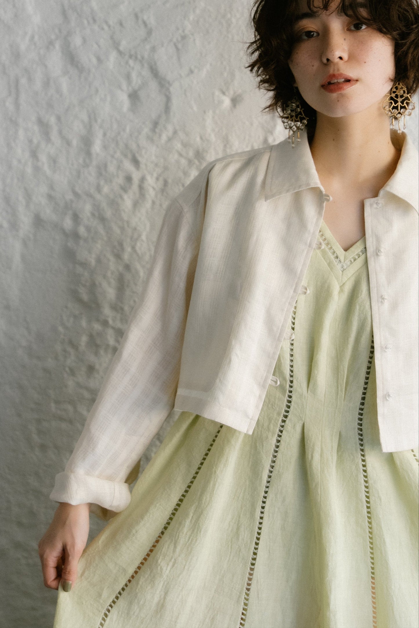 linen check short jacket