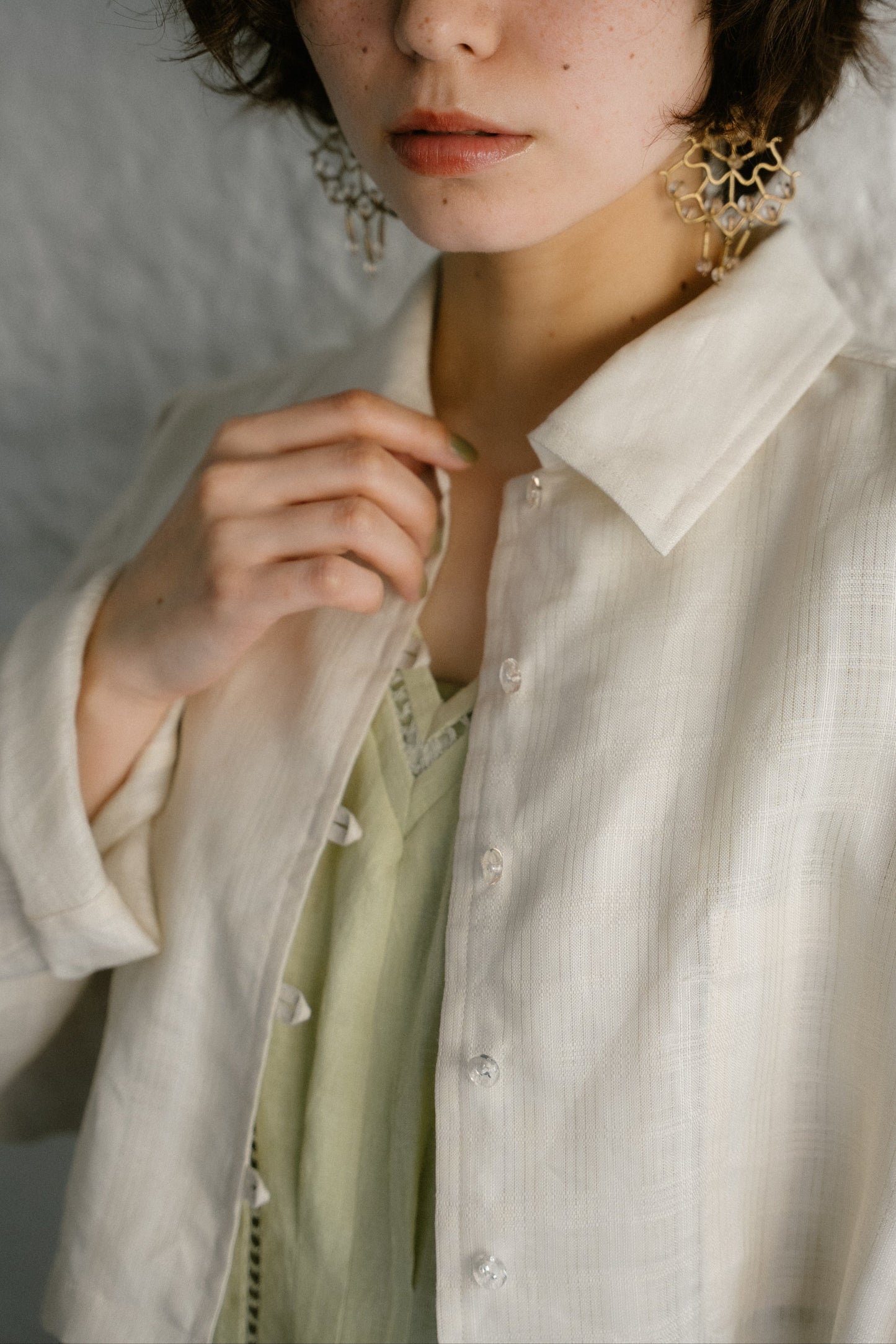 linen check short jacket