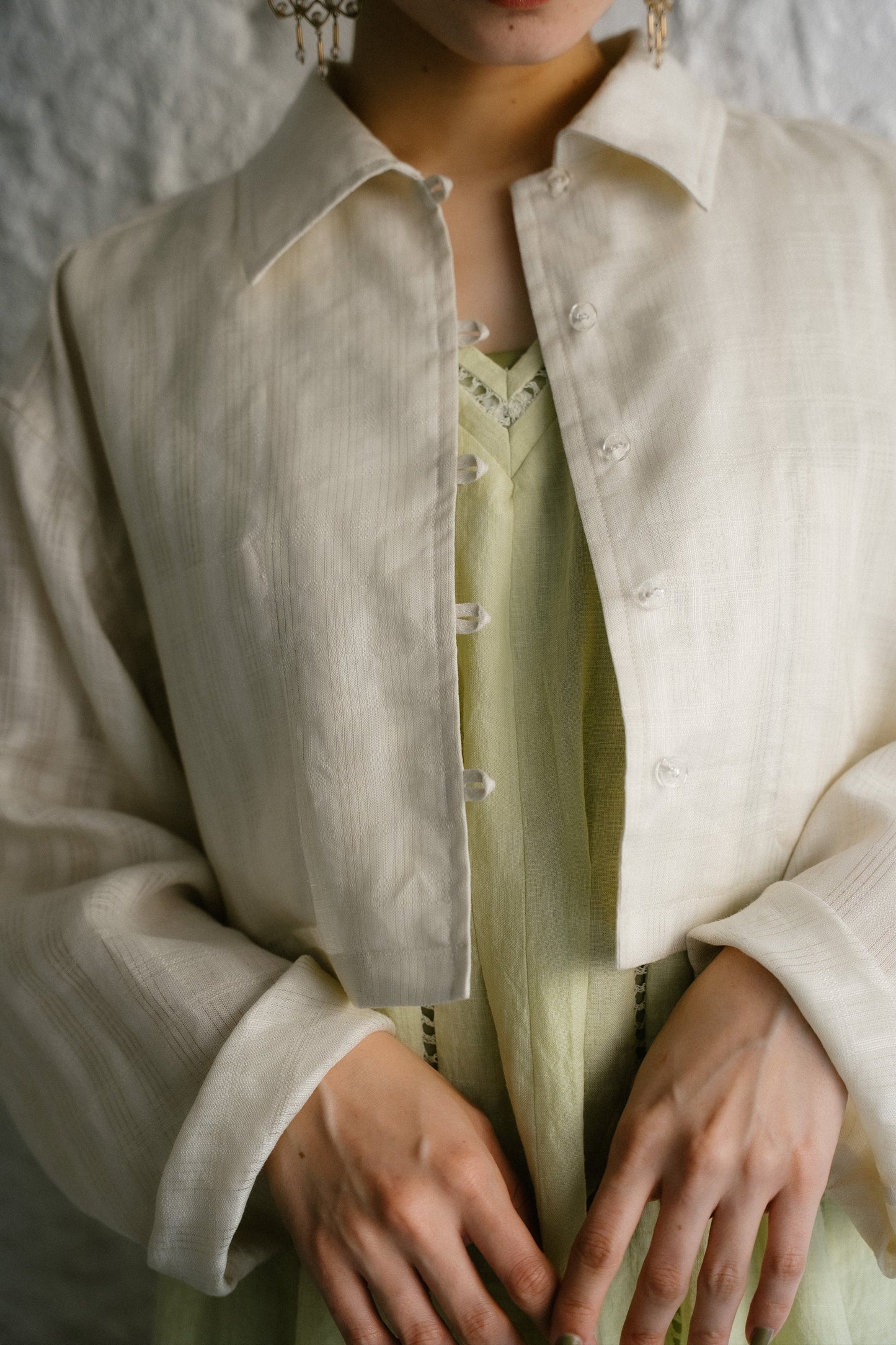 linen check short jacket