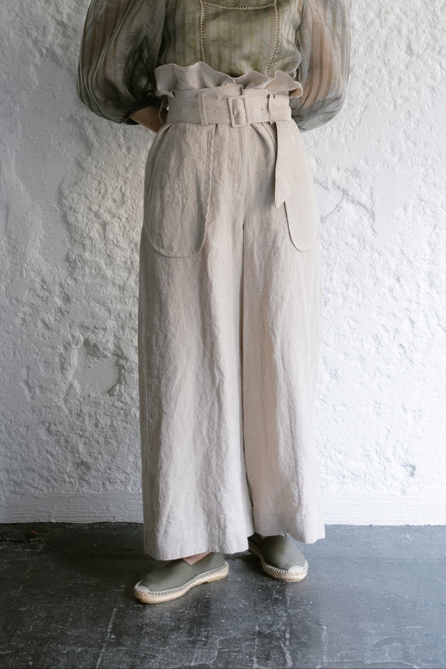 dish cloth linen pants (beige)