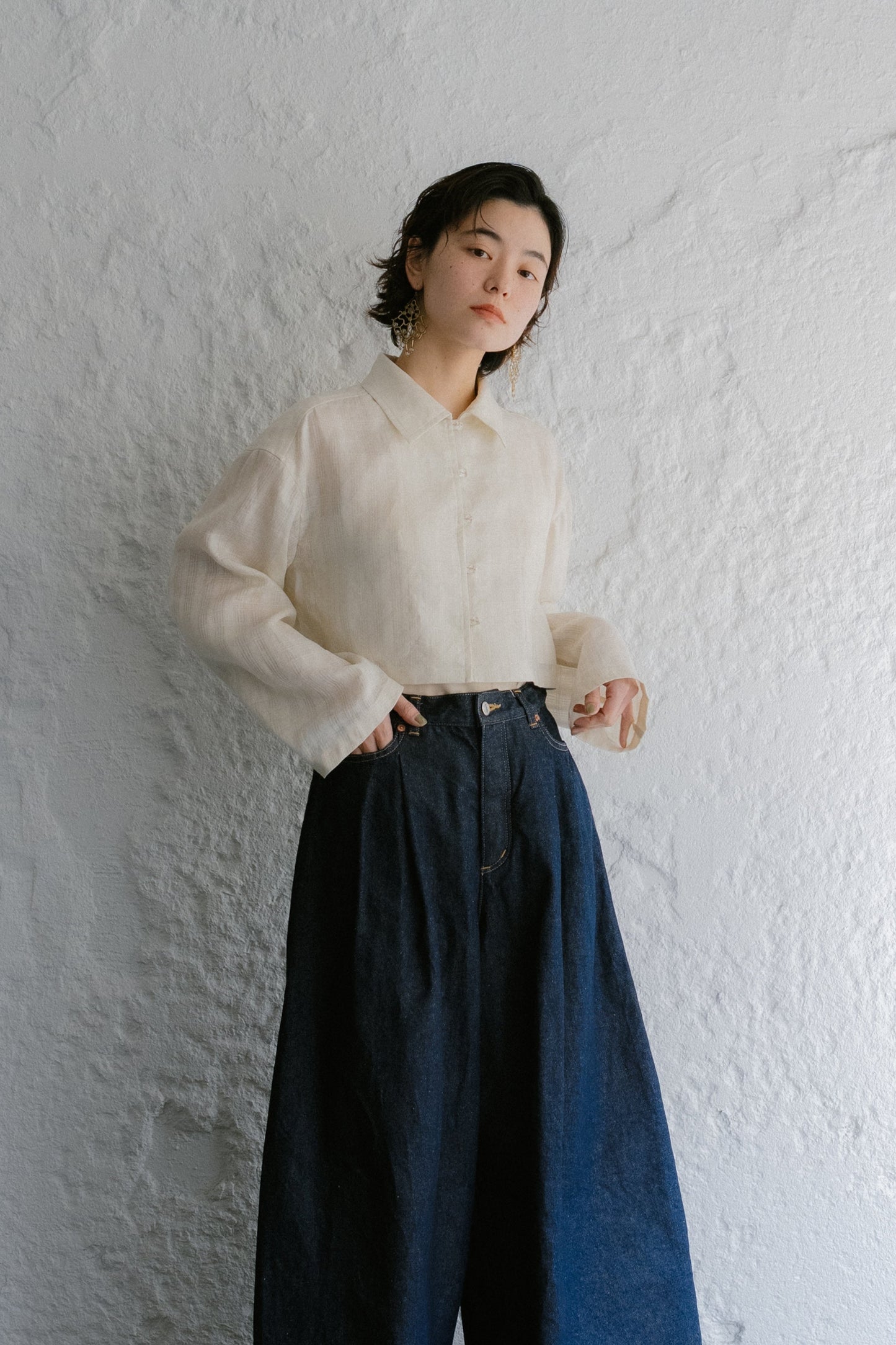 linen check short jacket