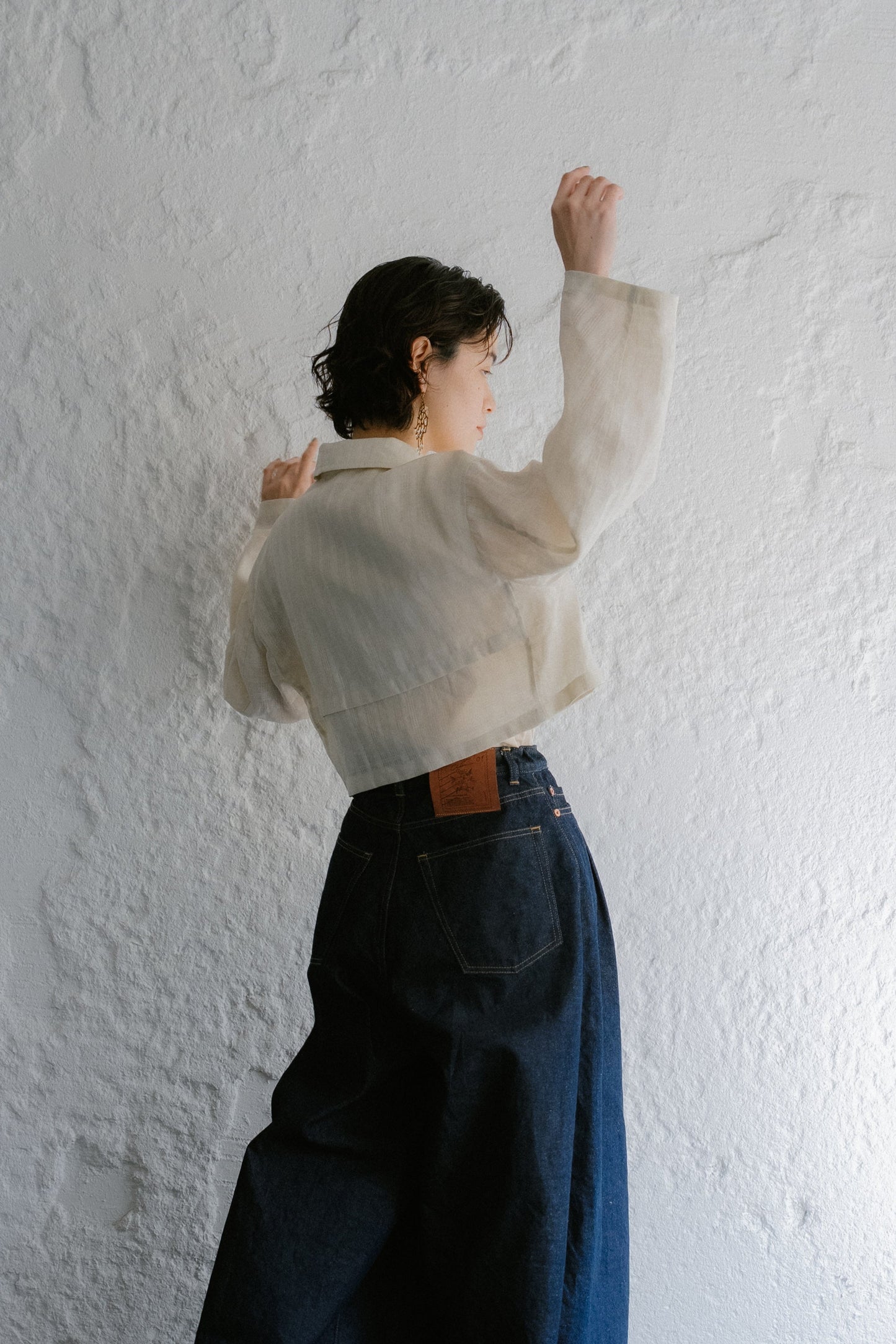 linen check short jacket