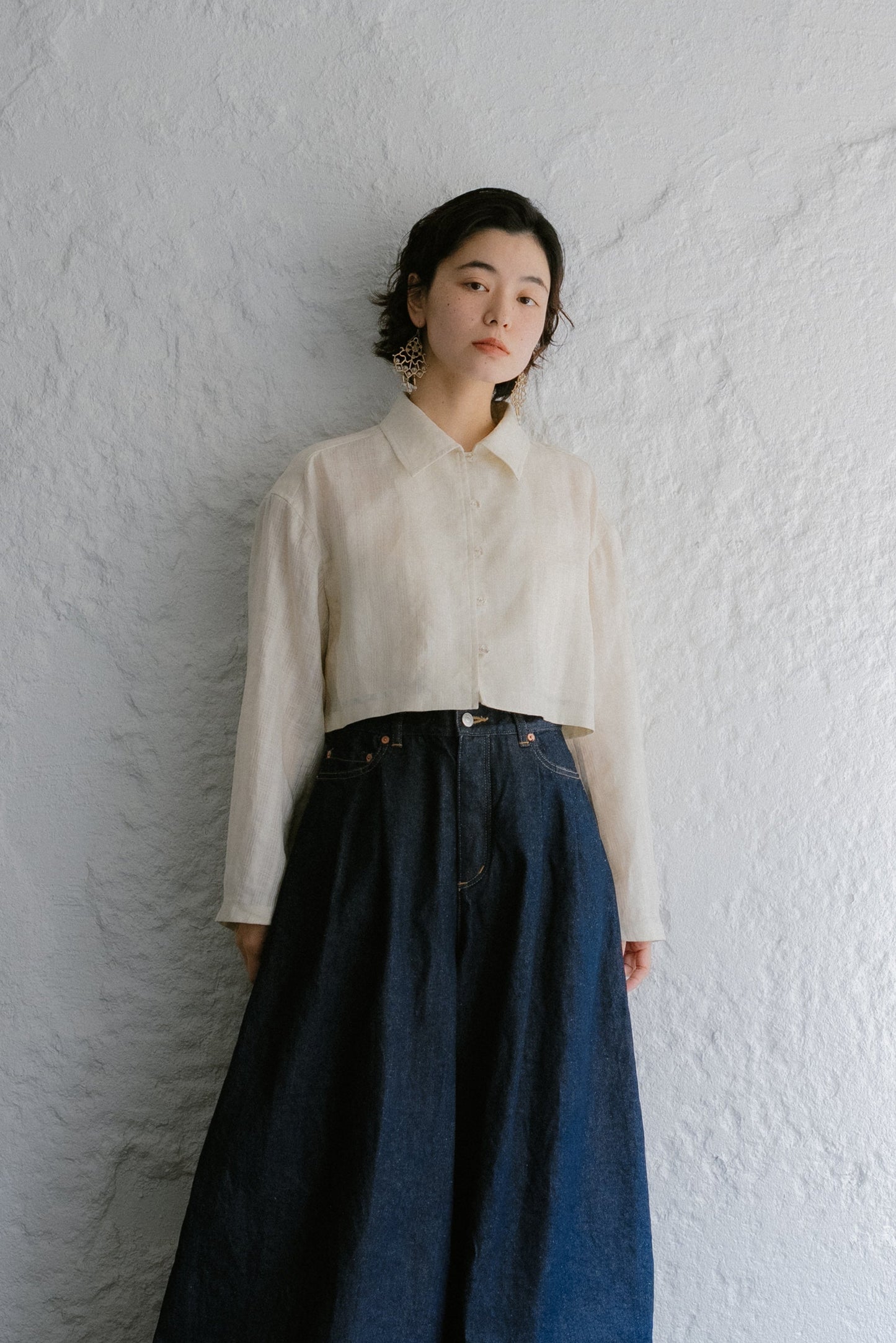 linen check short jacket