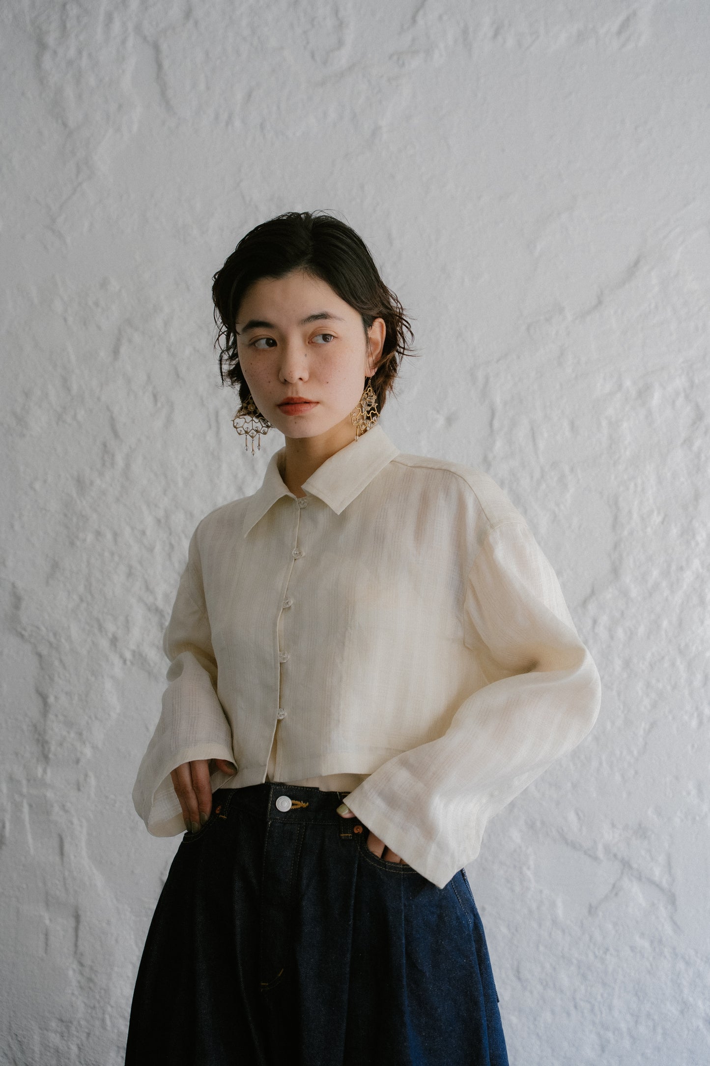 linen check short jacket