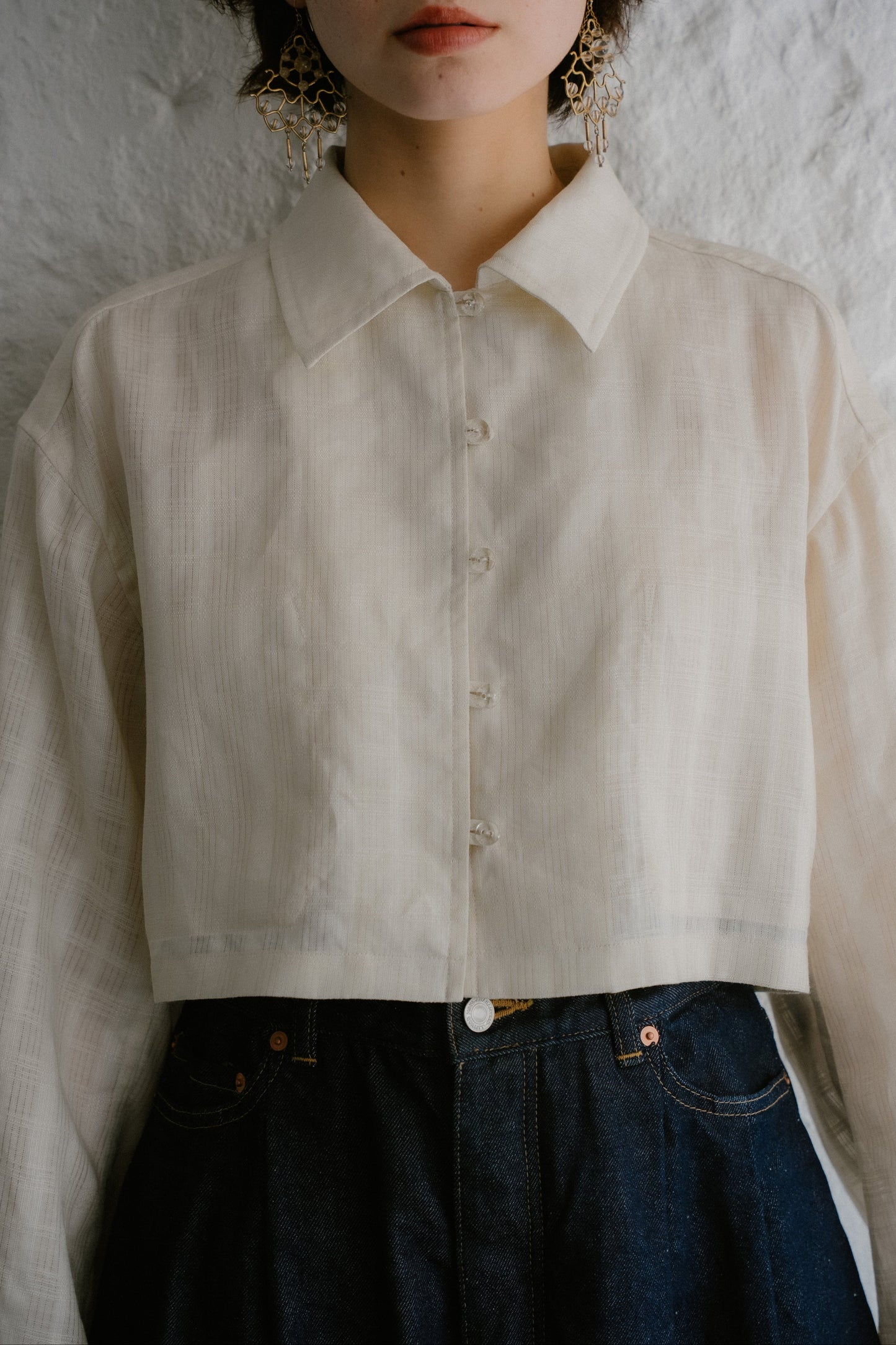 linen check short jacket