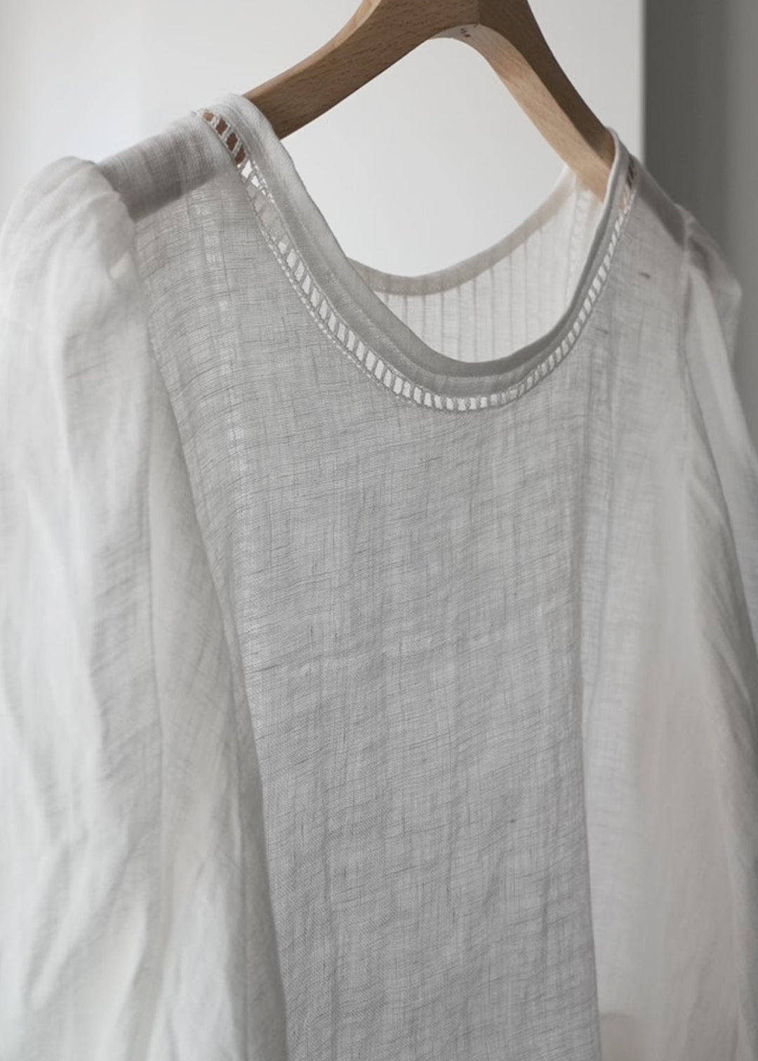patch lace linen blouse (white)