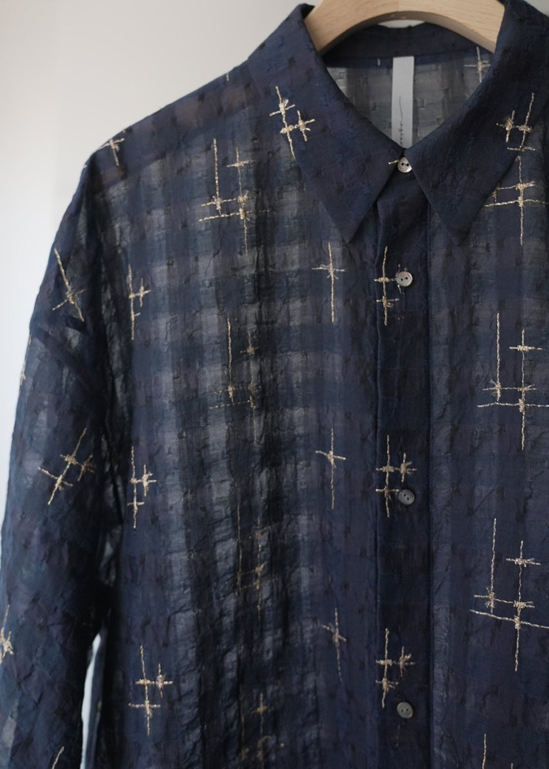 sparkle embroidery shirt (navy)
