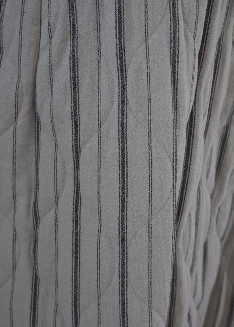 條紋絎縫套頭裙(米色)