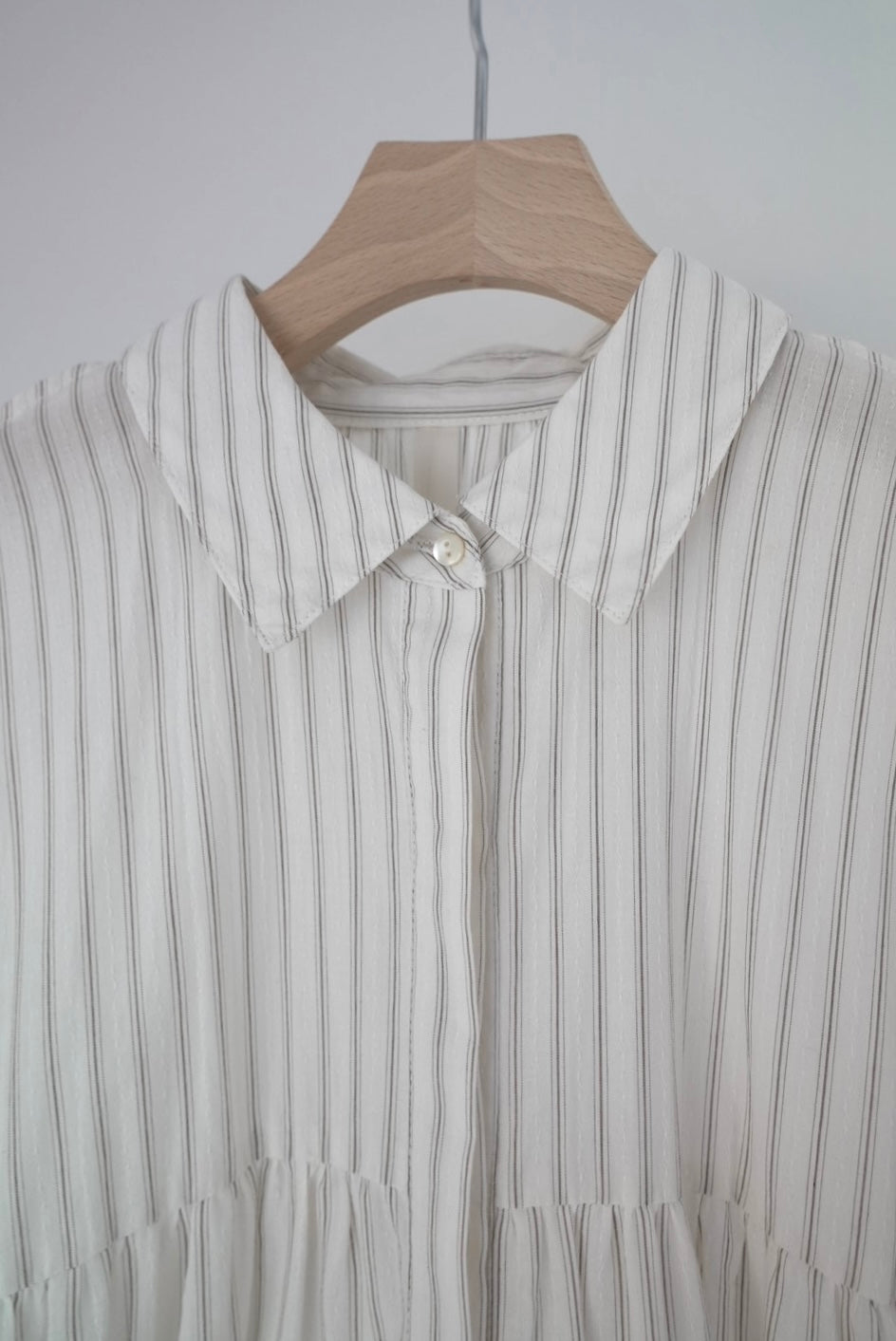 dobby stripe tiered shirt dress ( brown )