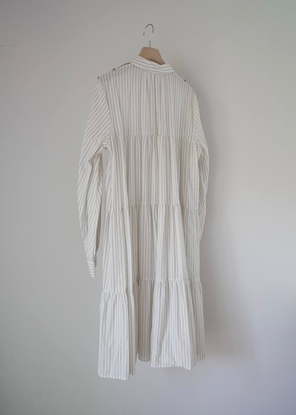 dobby stripe tiered shirt dress ( brown )
