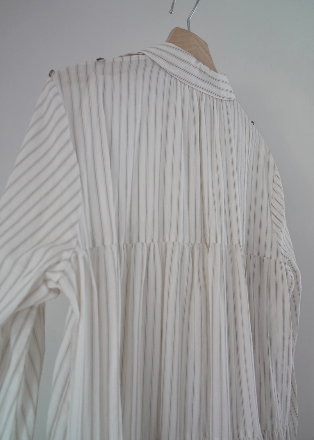 dobby stripe tiered shirt dress ( brown )