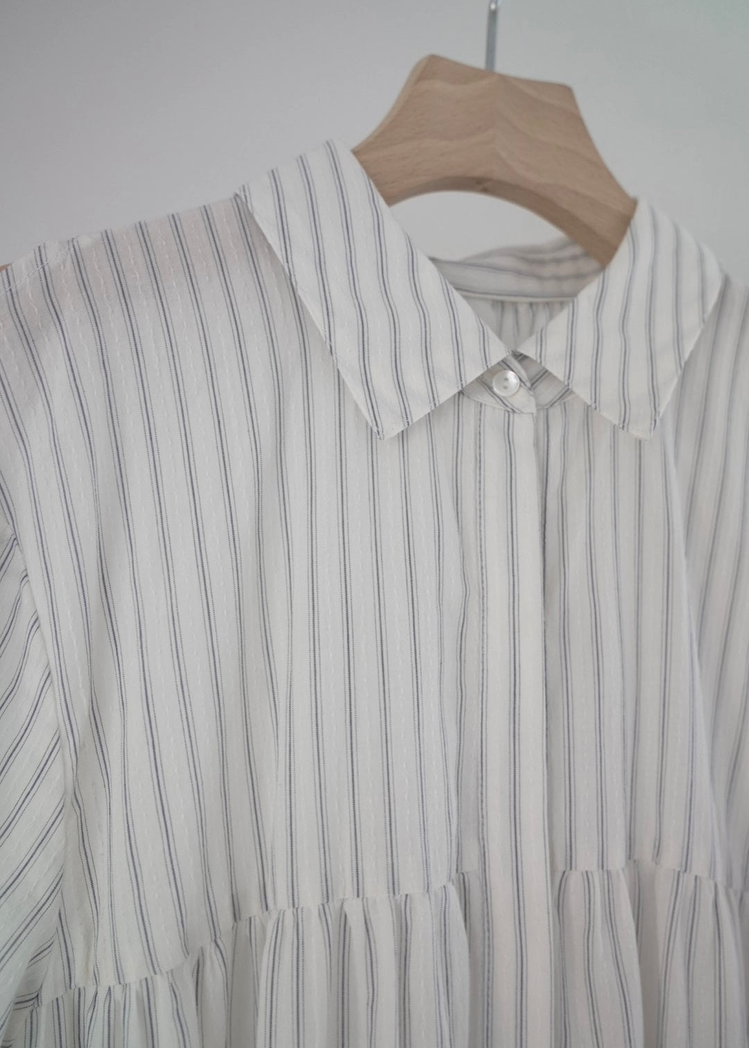 dobby stripe tiered shirt dress ( blue )