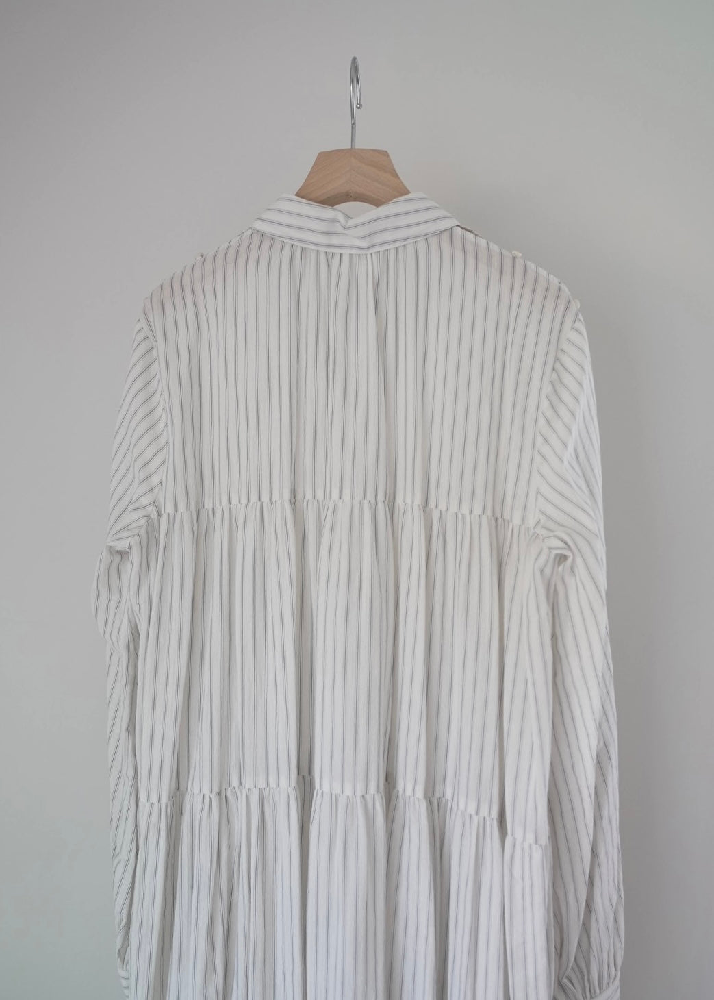 dobby stripe tiered shirt dress ( blue )