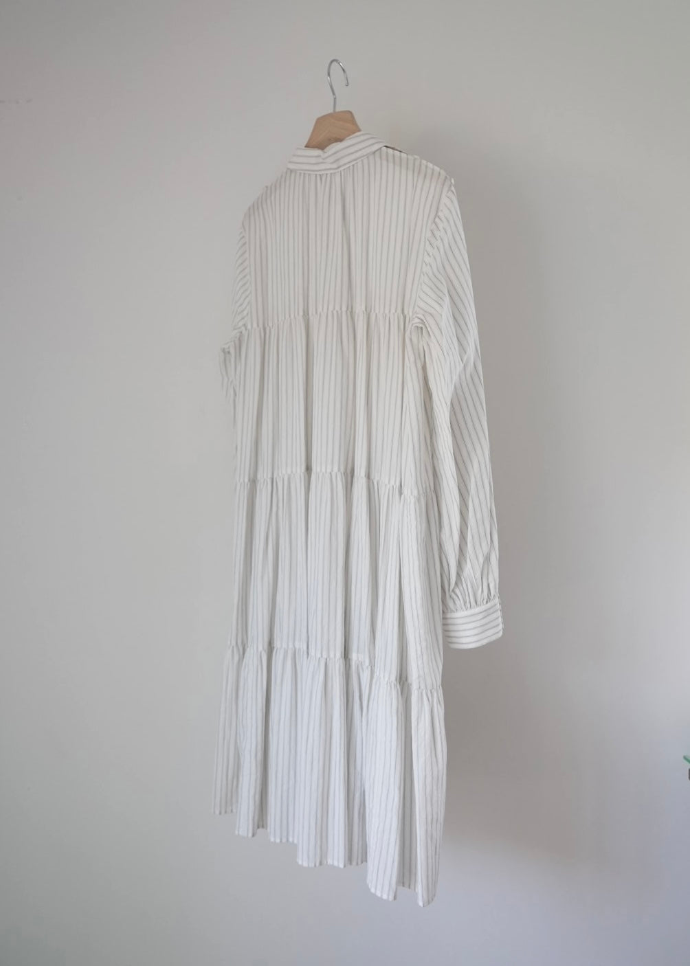 dobby stripe tiered shirt dress ( blue )
