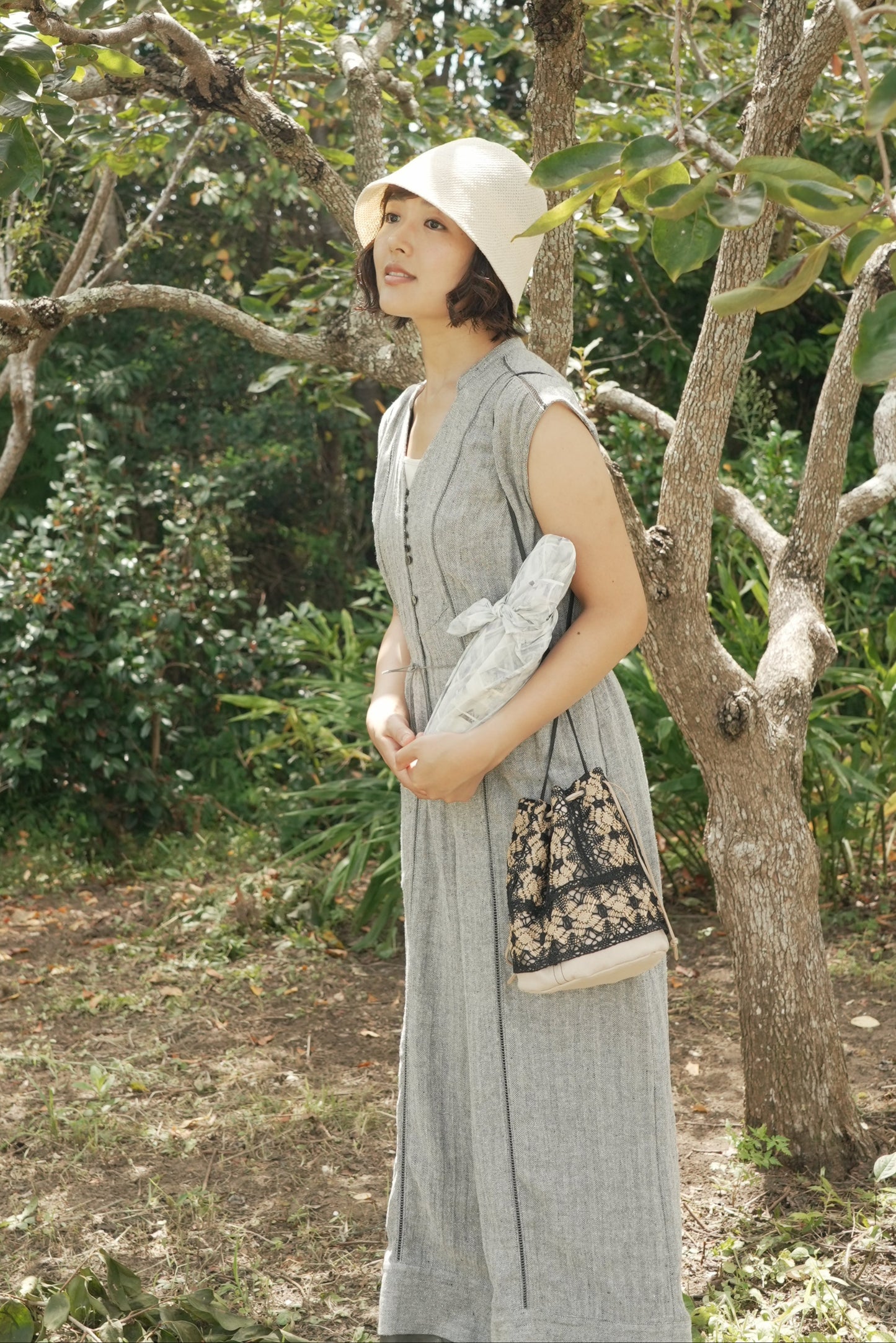 herringbone patch lace jump suit