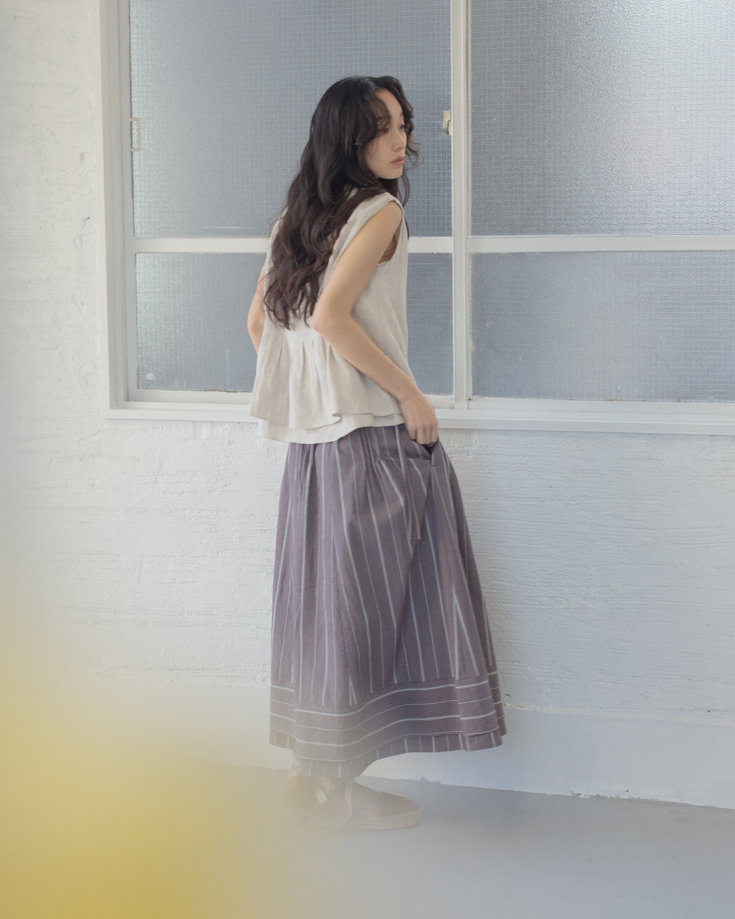 stripe pajamas skirt ( azuki )