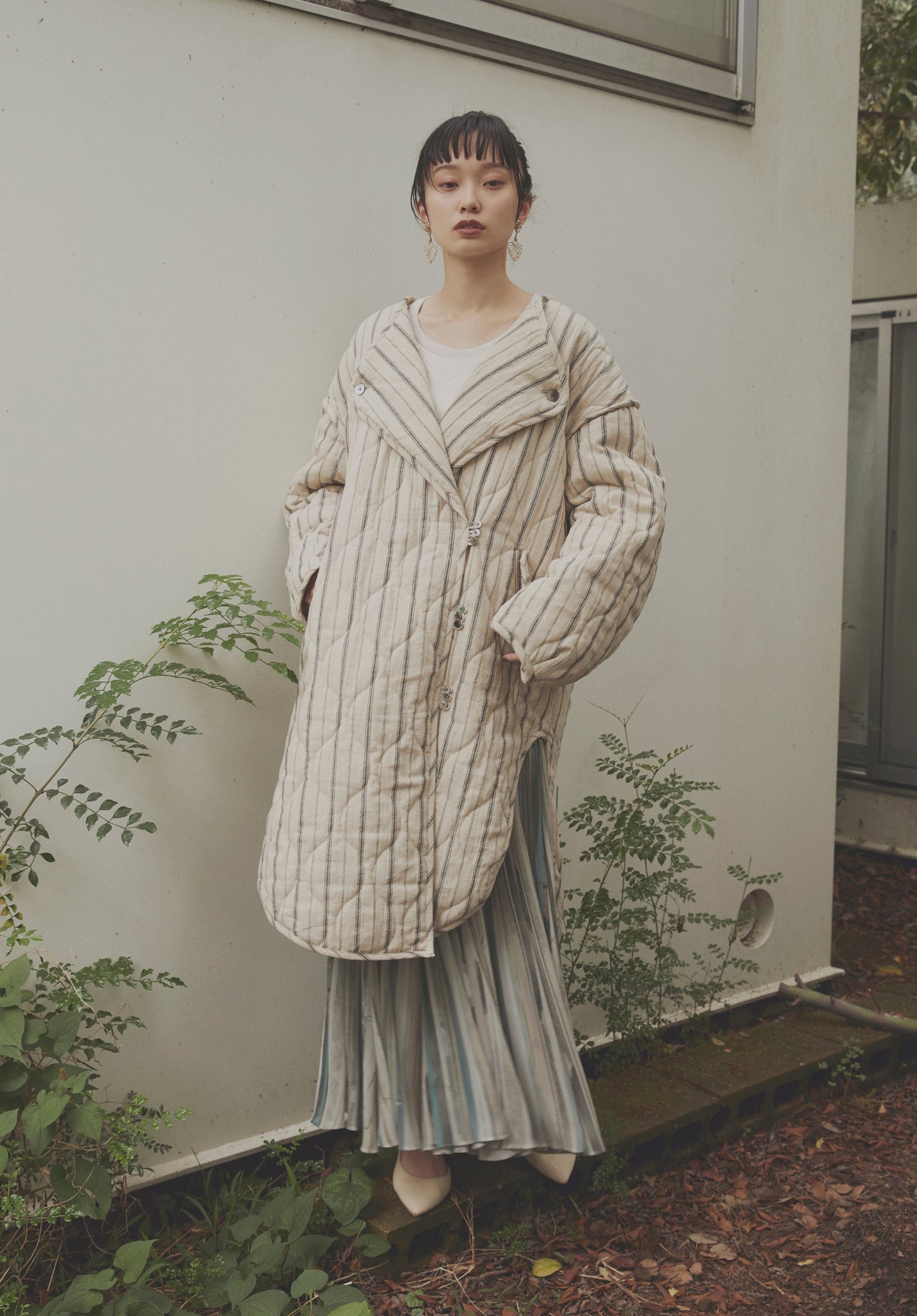 stripe quilt over jacket (écru)