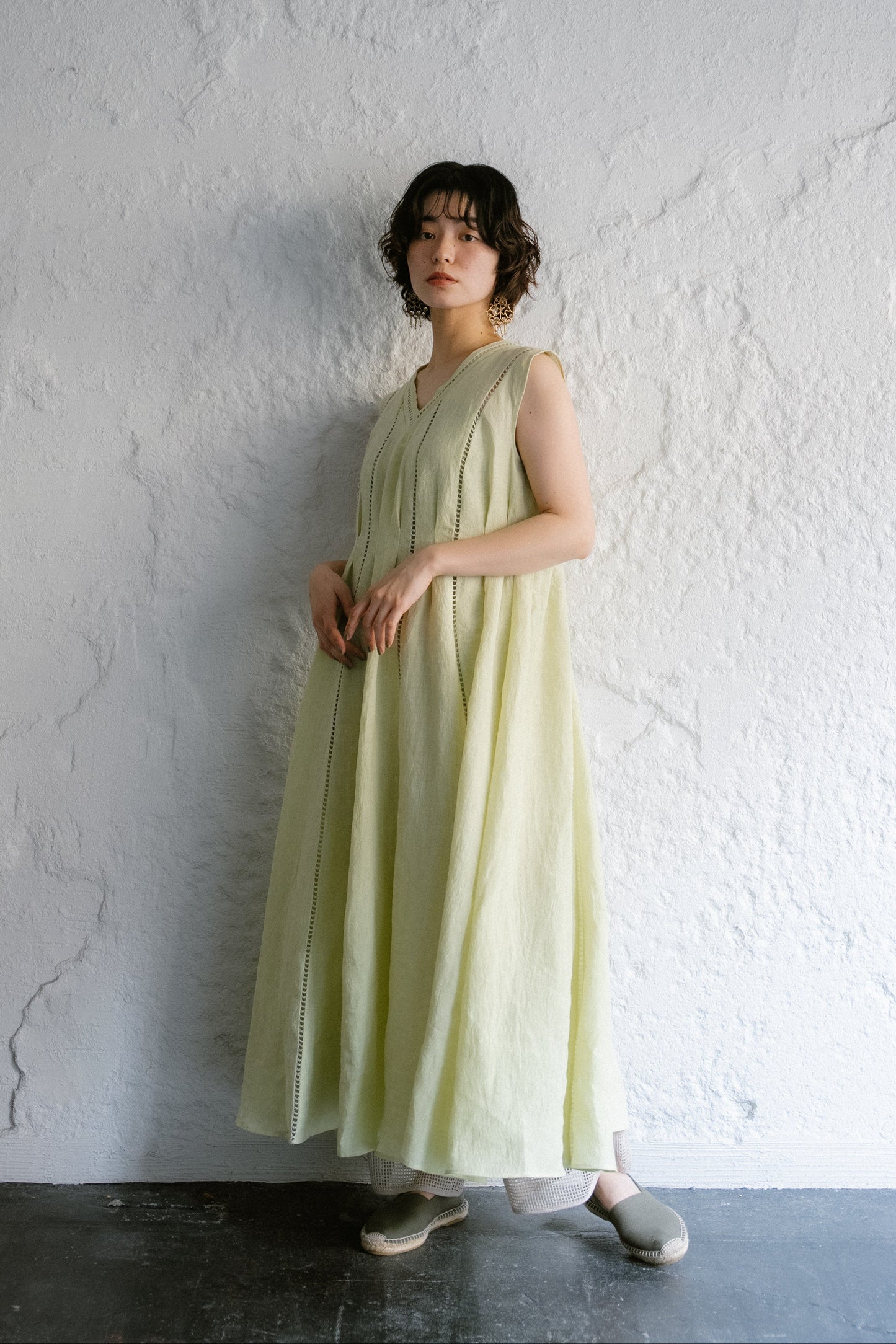 <ご予約商品> patch lace linen dress