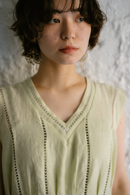 <ご予約商品> patch lace linen dress