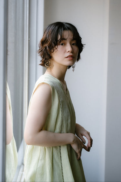 <ご予約商品> patch lace linen dress