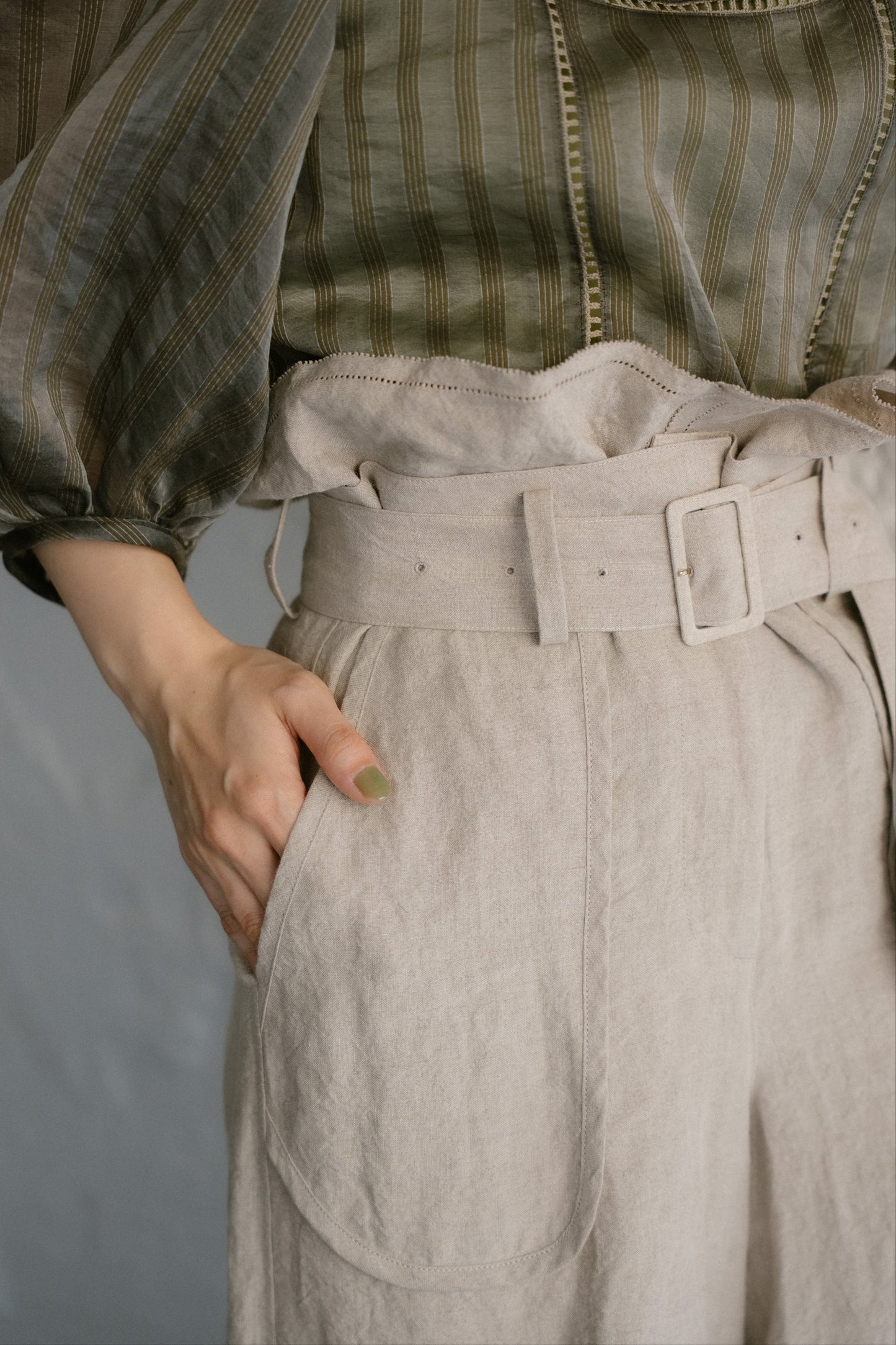 dish cloth linen pants (beige)