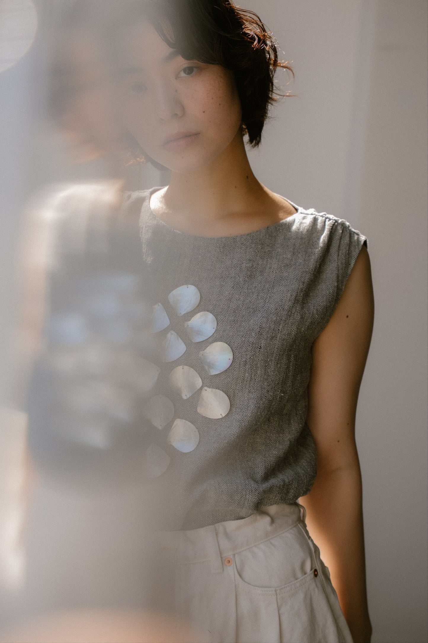 <ご予約商品> shell tops ( gray )