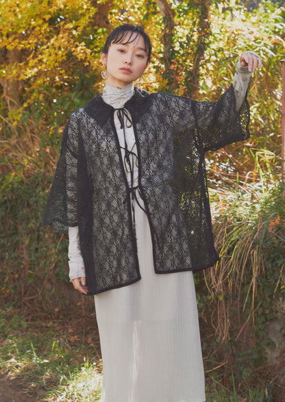 pottery rim lace shirt (black)