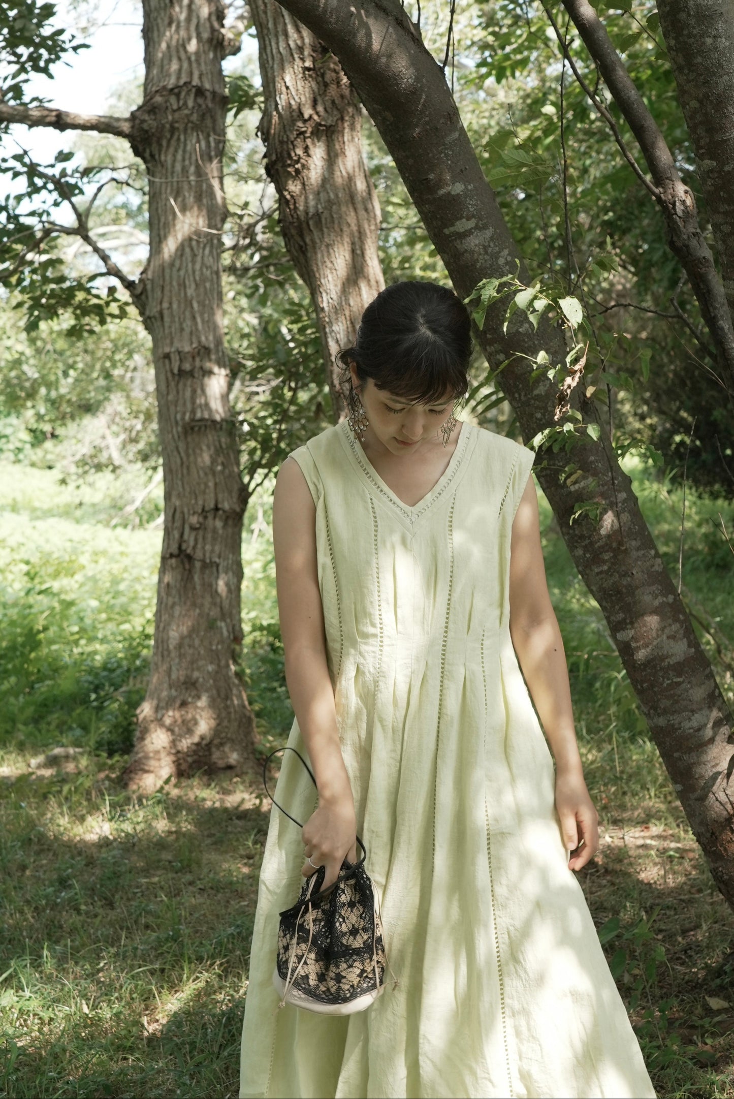 patch lace linen dress ( kabosu )