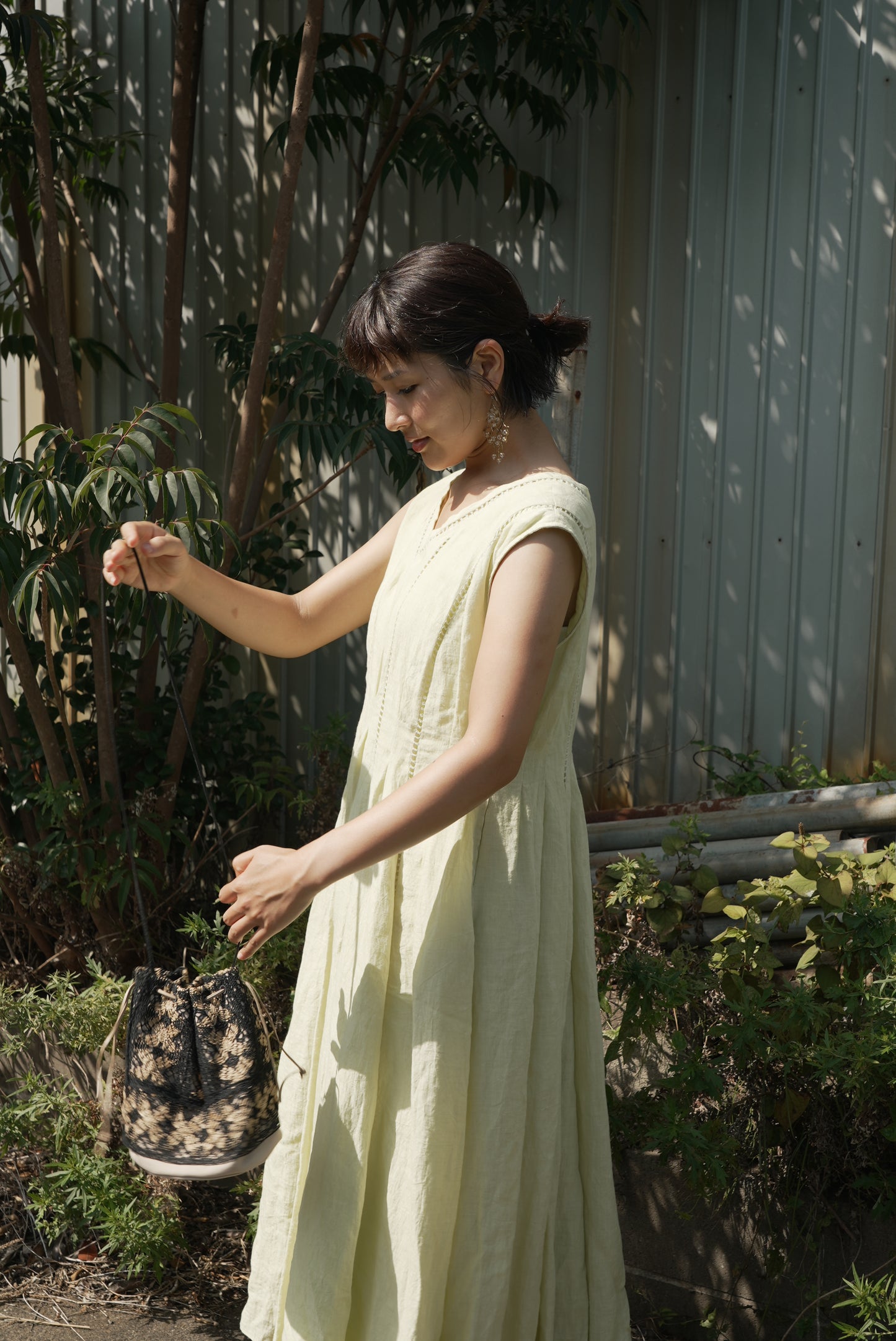 patch lace linen dress ( kabosu )