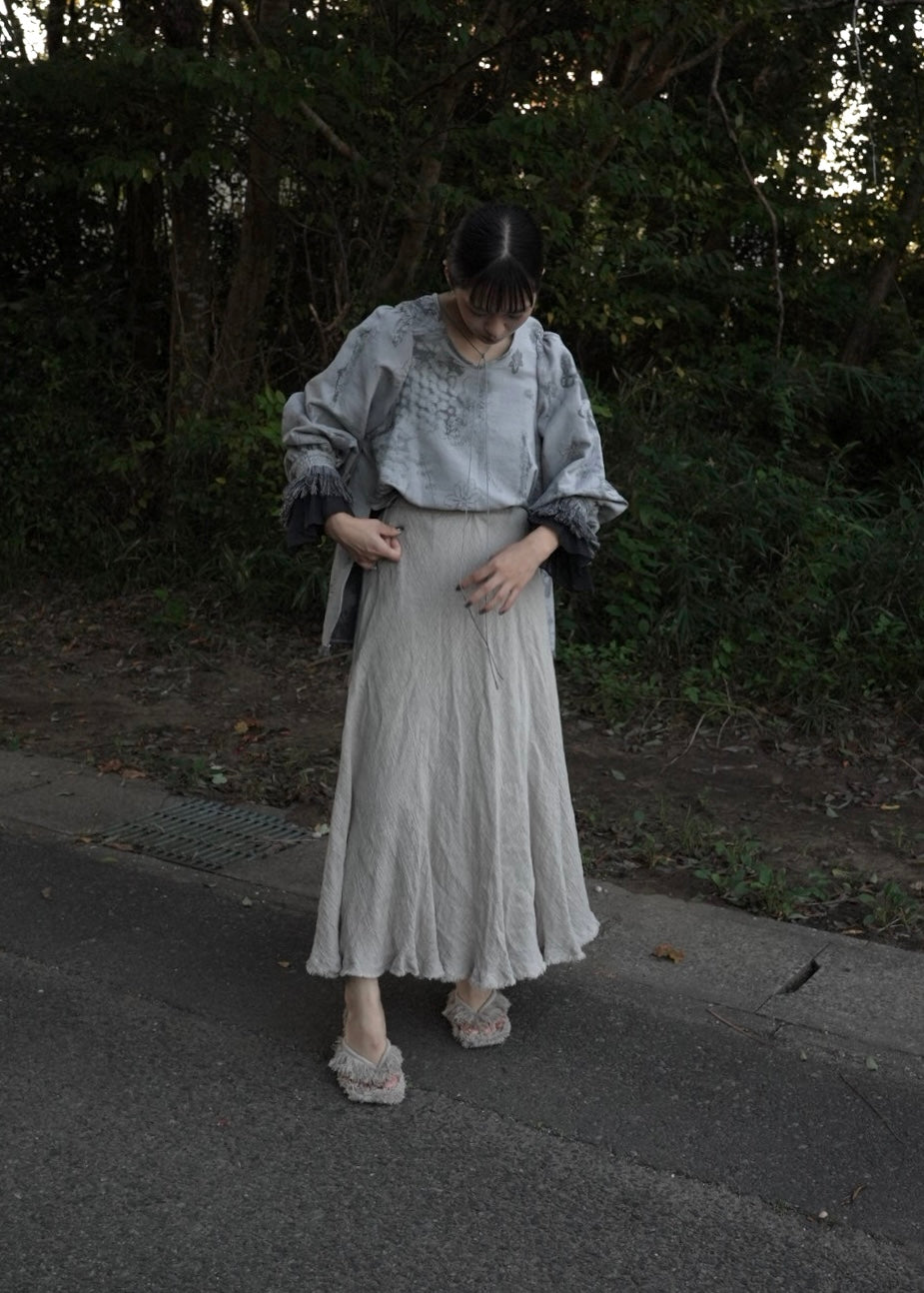 shadow contour jacquard blouse (gray) – nagisa