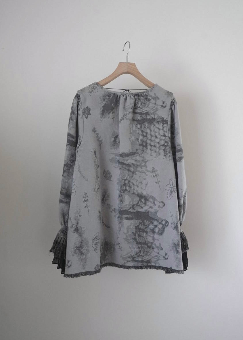 shadow contour jacquard blouse (gray)