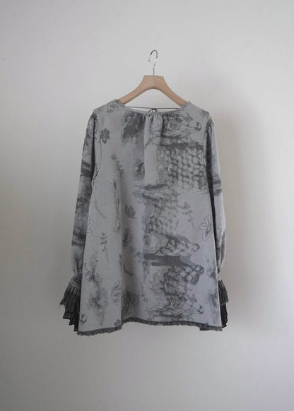 shadow contour jacquard blouse (gray)