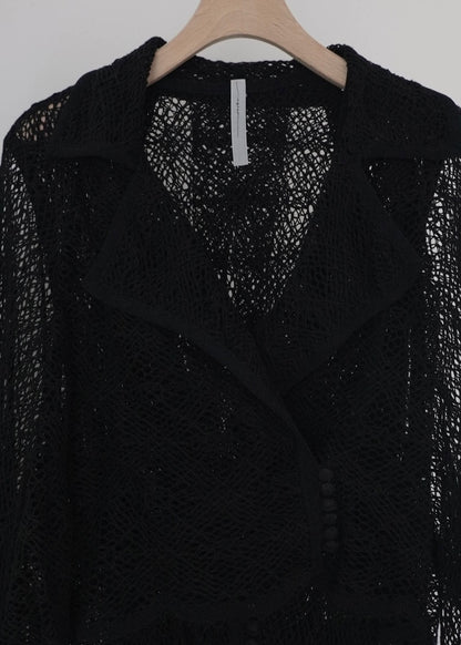 pottery rim lace trench coat (black)