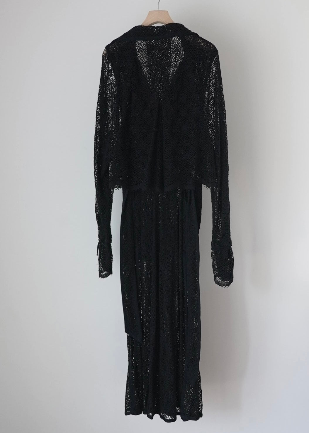 pottery rim lace trench coat (black)