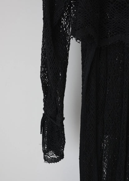 pottery rim lace trench coat (black)