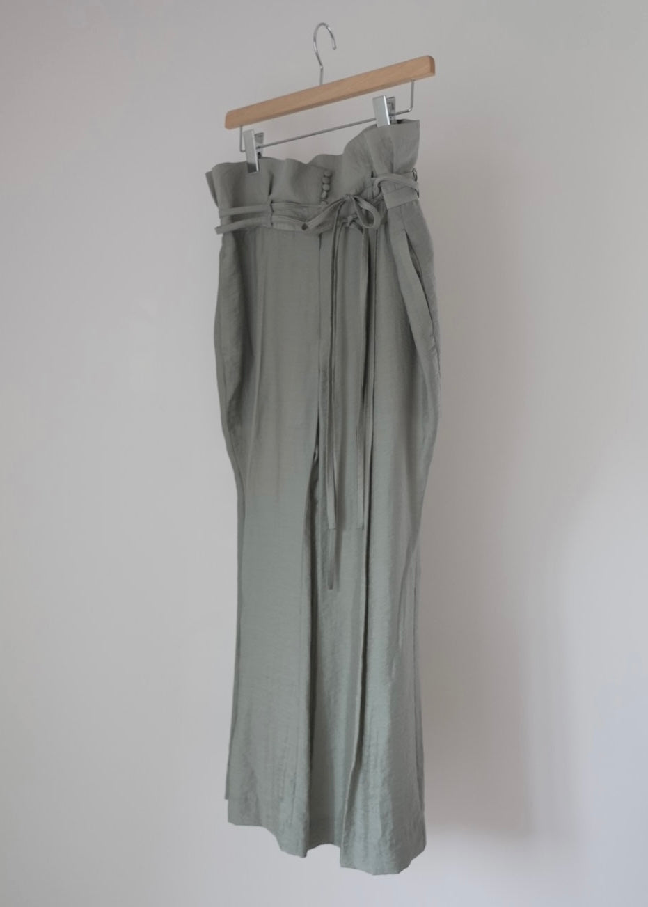 double ribbon sheer pants (light moss green)